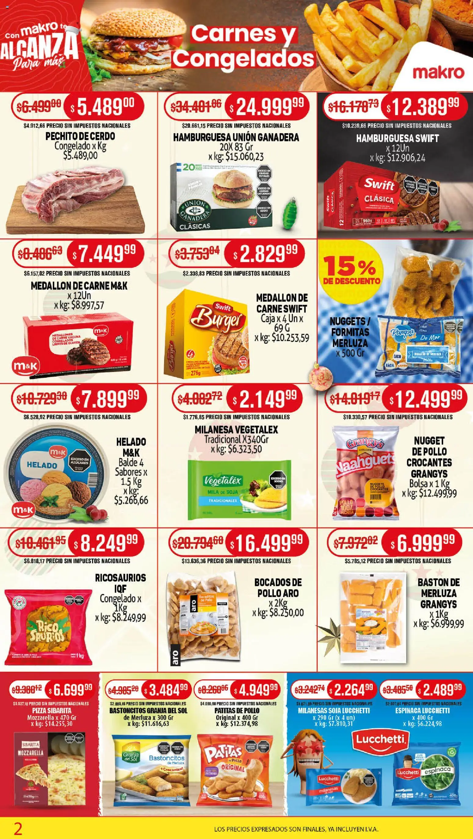 Makro ofertas │ válido desde el 04.11.2025 | Página: 2 | Productos: Helado, Bolsa, Caja, Pizza