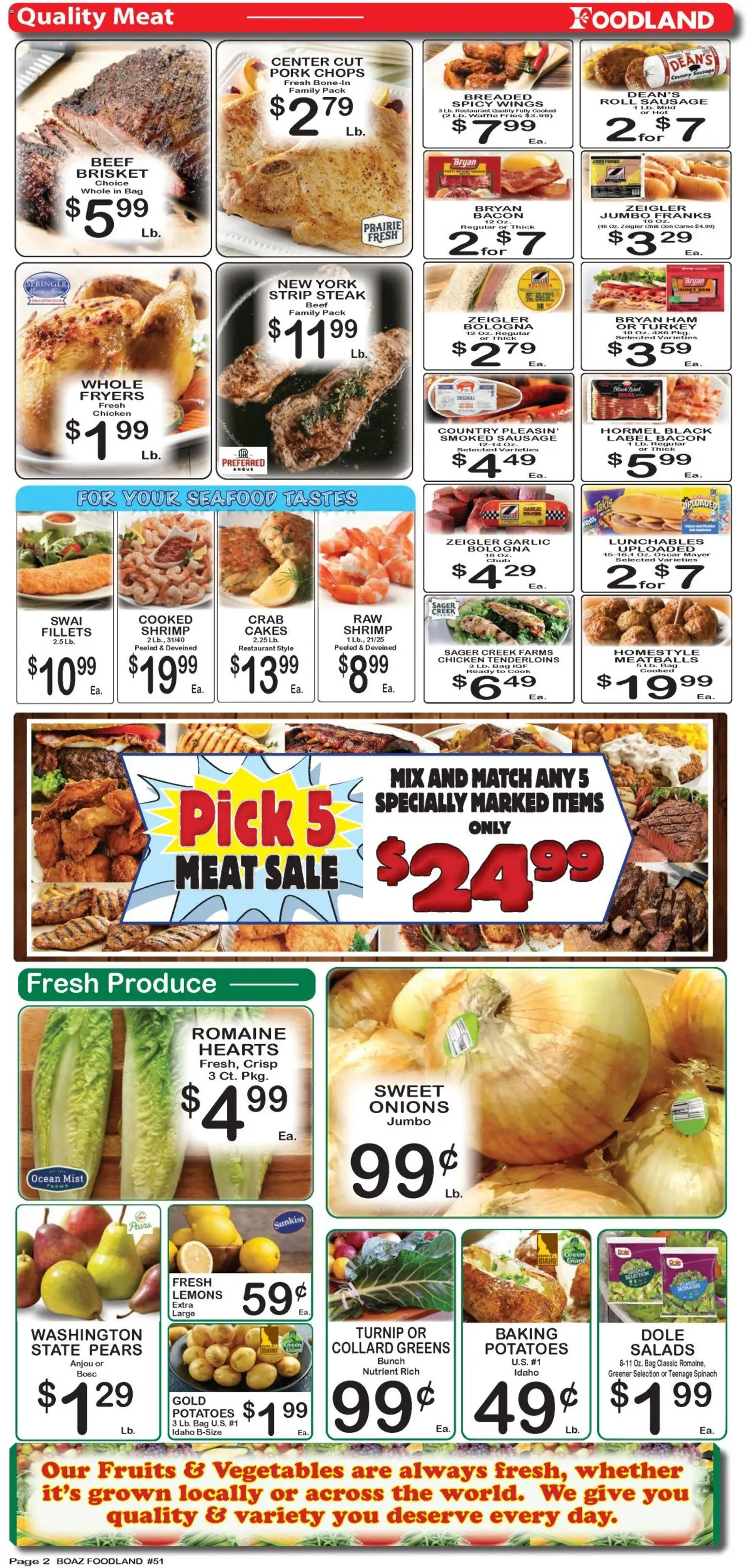 Foodland Weekly Ad - valid from 24.02.2026 | Page: 2 | Products: Pork, Beef, Vegetables, Fruits