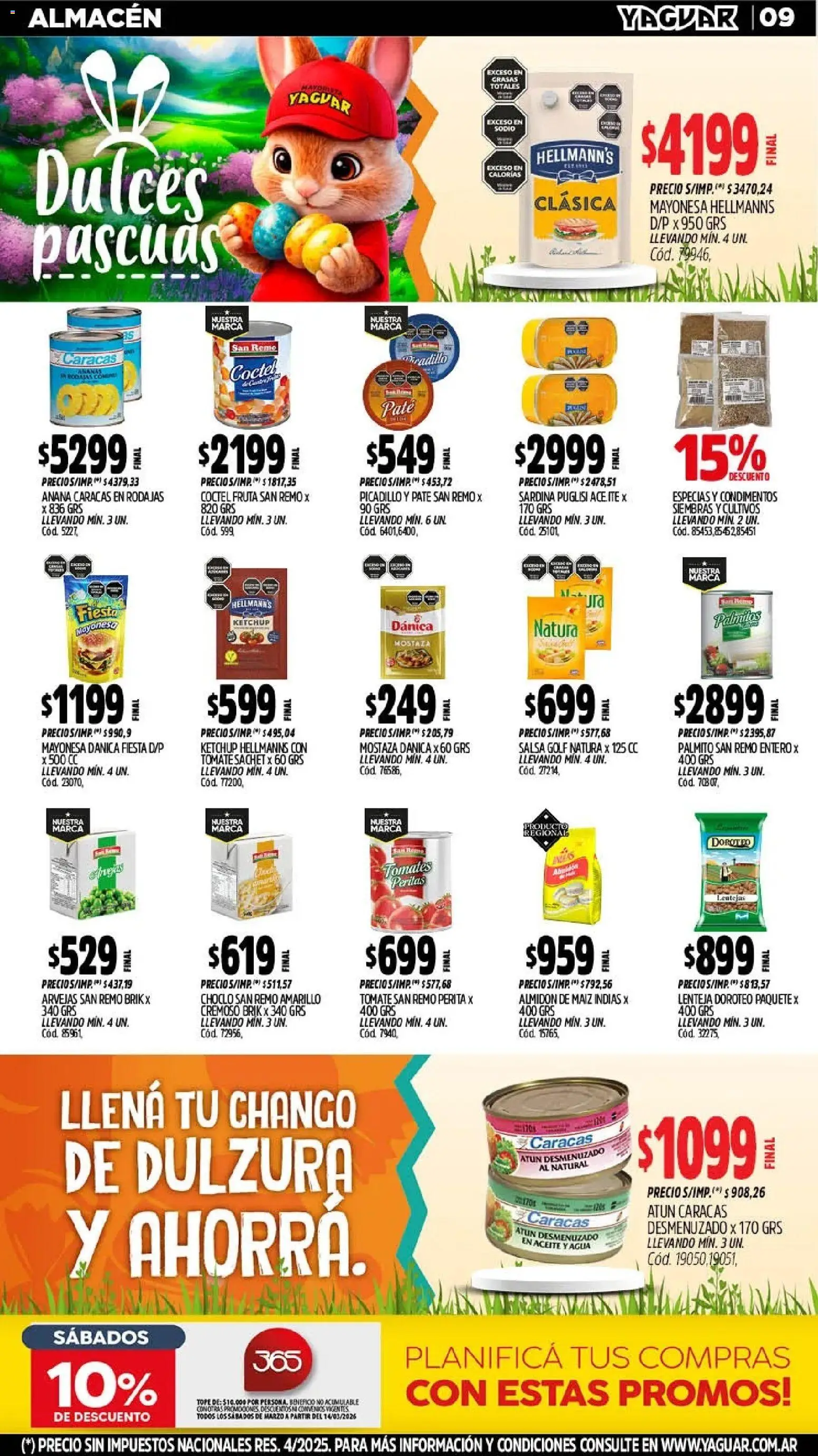 Yaguar - Oferta Semanal San Juan │ válido desde el 16.03.2026 | Página: 9 | Productos: Lentejas, Mostaza, Maiz, Atún