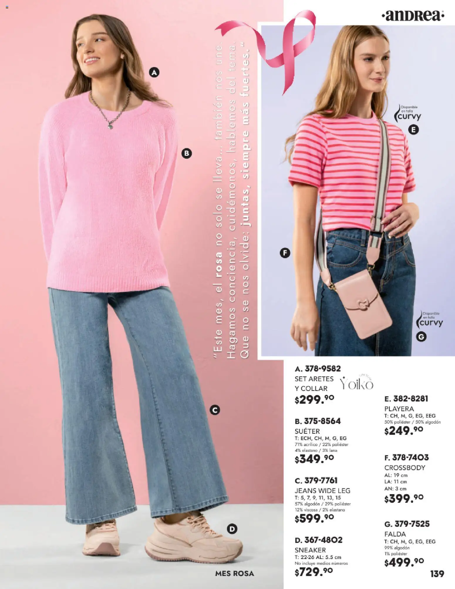 Nuevas ofertas de Andrea válidas en toda la República Mexicana desde el 26.11.2025. ¡Encuentra las mejores ofertas en Andrea catálogo Vestir! | Página: 139 | Productos: Suéter, Playera, Collar, Falda