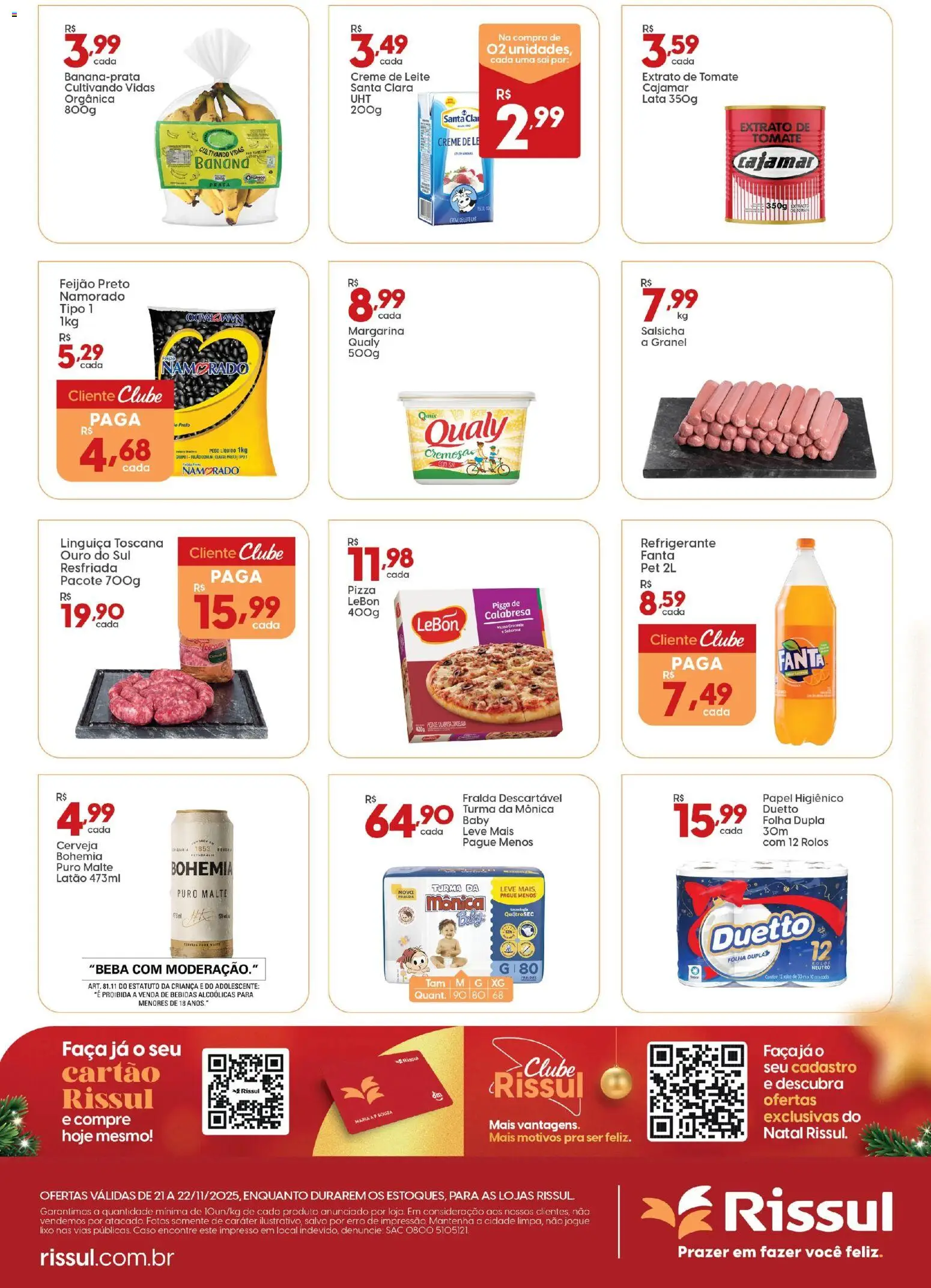 Rissul Folheto - válido de 21.11.2025 | Página: 2 | Produtos: Linguiça, Pizza, Refrigerante, Margarina