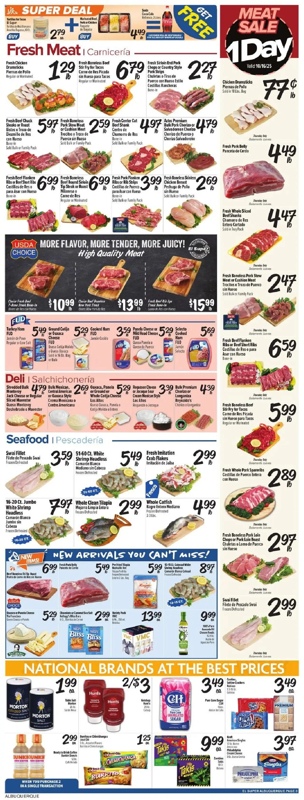 El Super Weekly Ad - NM - valid from 15.10.2025 | Page: 3 | Products: Table, Cheese, Cream, Seafood