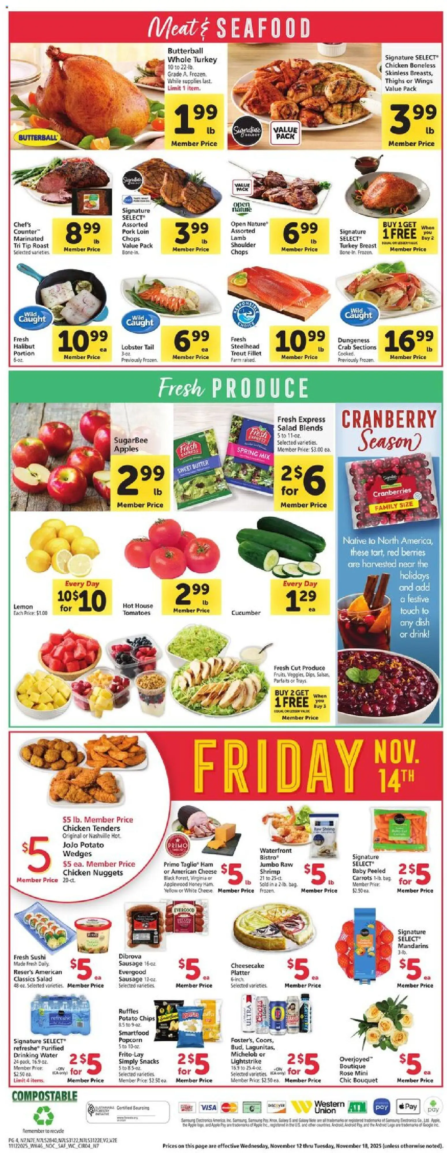 Safeway Weekly Ad - valid from 12.11.2025 | Page: 4 | Products: Berries, Cheese, Apples, Cheesecake