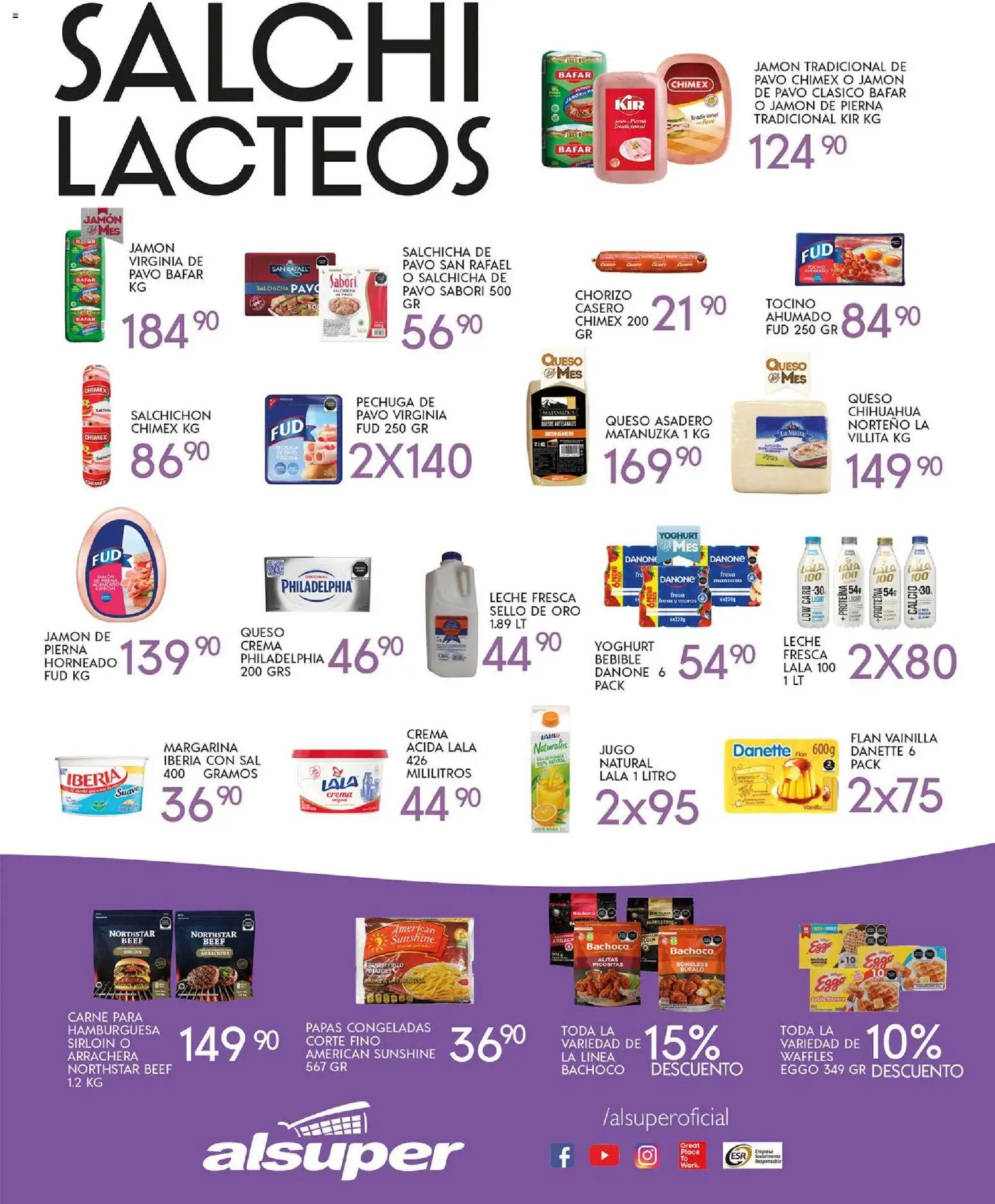 Nuevas ofertas de Alsuper válidas en toda la República Mexicana desde el 04.11.2025. ¡Encuentra las mejores ofertas en Alsuper folleto Chihuahua Estado! | Página: 3 | Productos: Tocino, Queso, Chorizo, Margarina