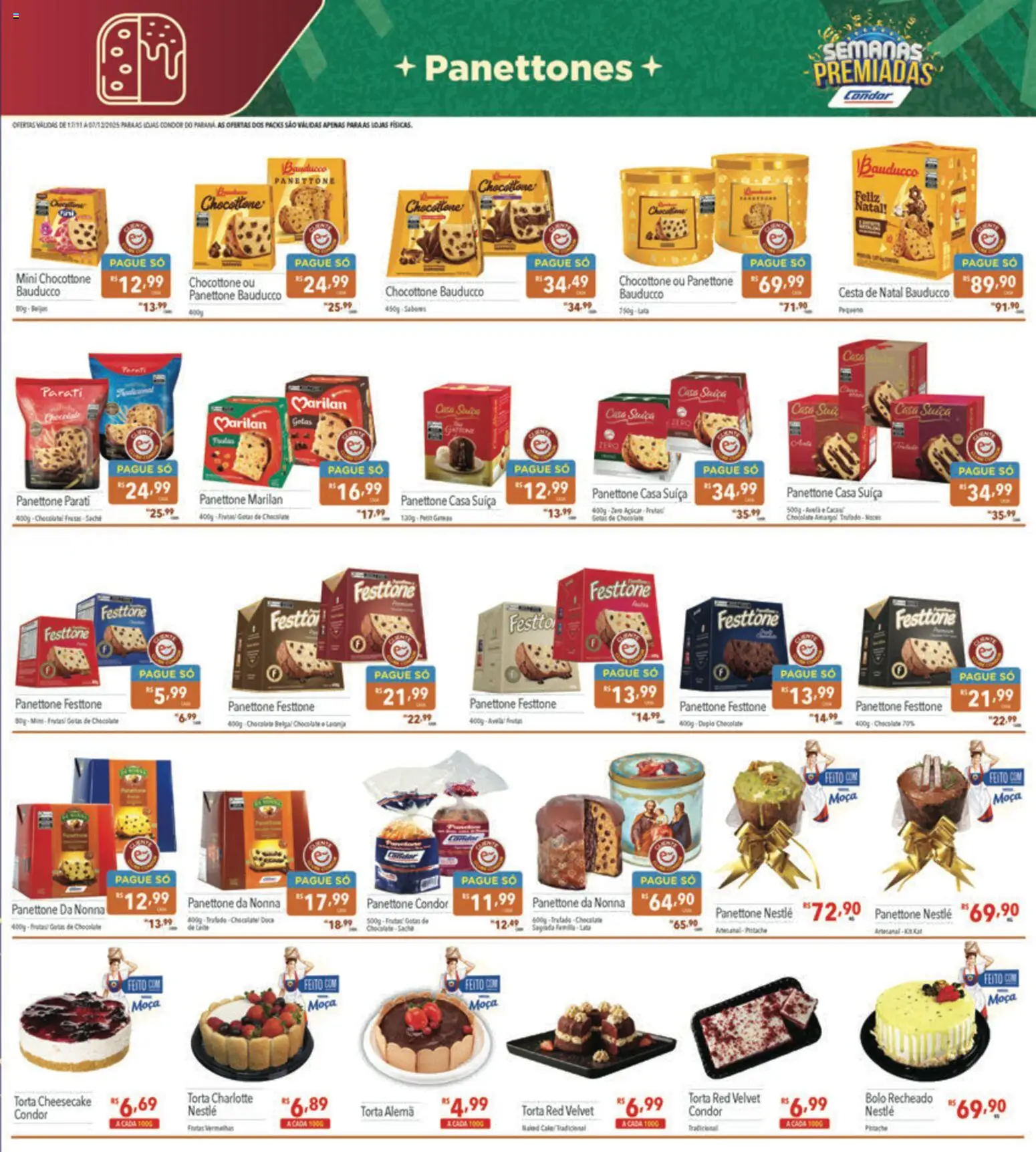 Supermercados Condor Folheto - válido de 17.11.2025 | Página: 3 | Produtos: Panettone bauducco, Chocolate, Bolo, Açúcar