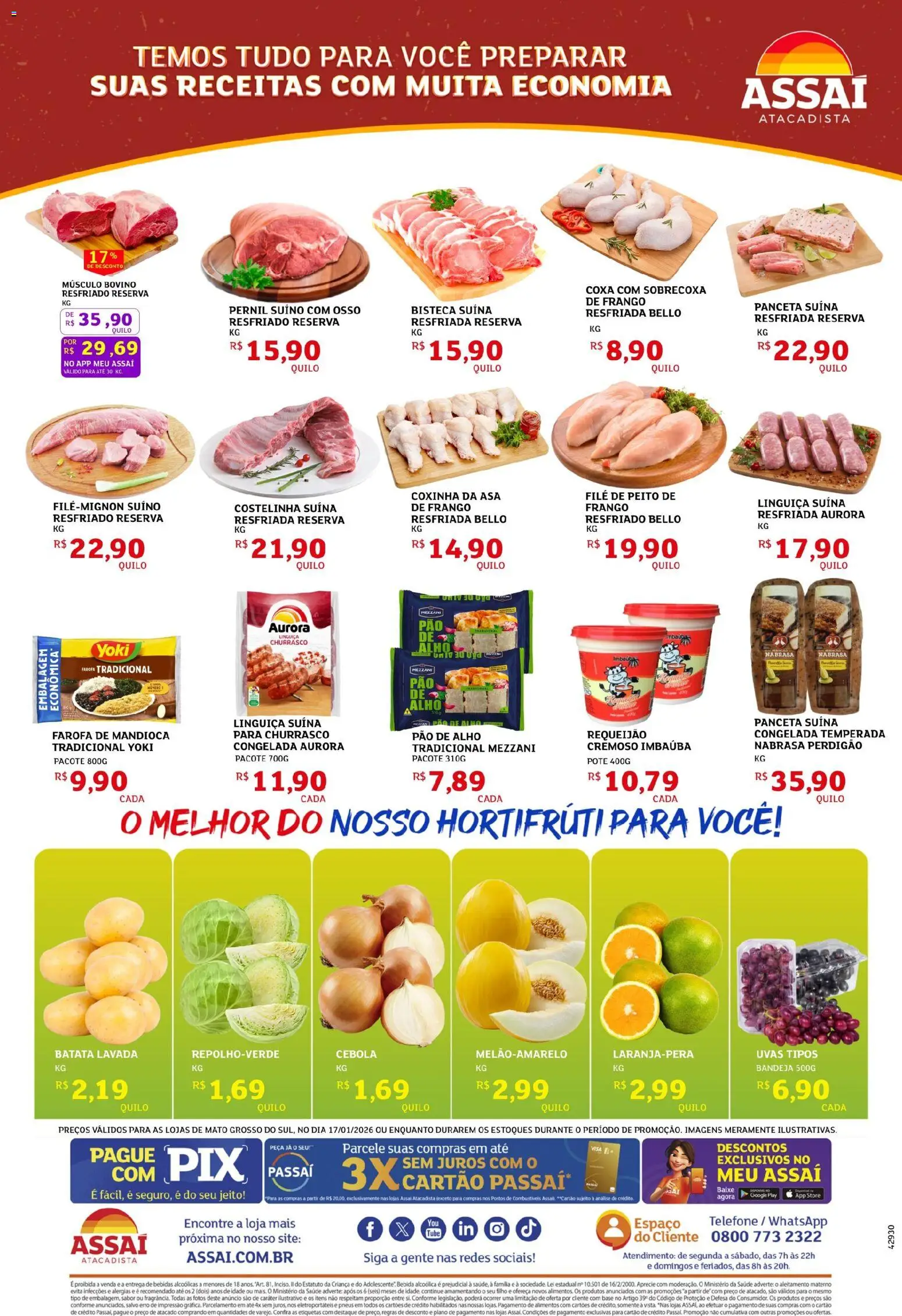 Assaí Atacadista Folheto - válido de 17.01.2026 | Página: 2 | Produtos: Pernil, Pão, Pneus, Frango
