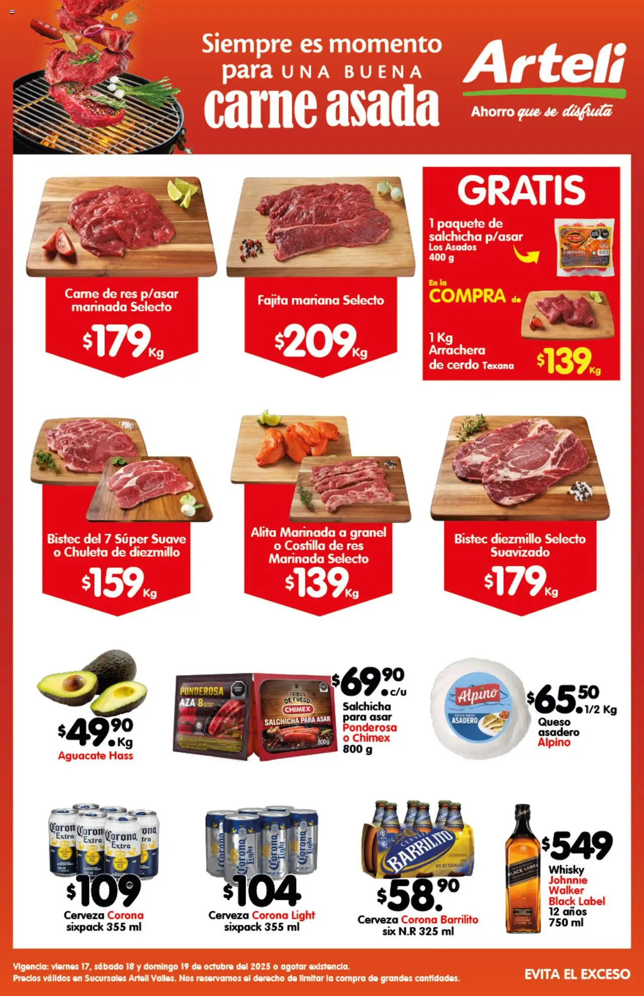 Nuevas ofertas de Arteli válidas en toda la República Mexicana desde el 17.10.2025. ¡Encuentra las mejores ofertas en Arteli folleto Carnes Suc. Arteli Valles! | Página: 1 | Productos: Queso, Cerveza, Cerdo, Res