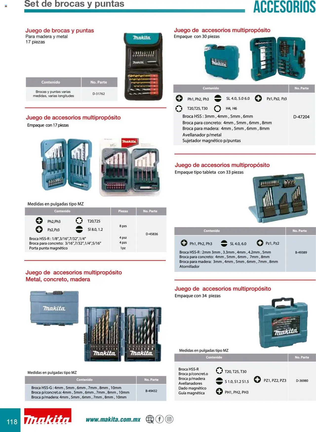 Nuevas ofertas de Makita válidas en toda la República Mexicana desde el 08.07.2024. ¡Encuentra las mejores ofertas en Makita catálogo Accesorios! | Página: 118 | Productos: Juego, Tableta
