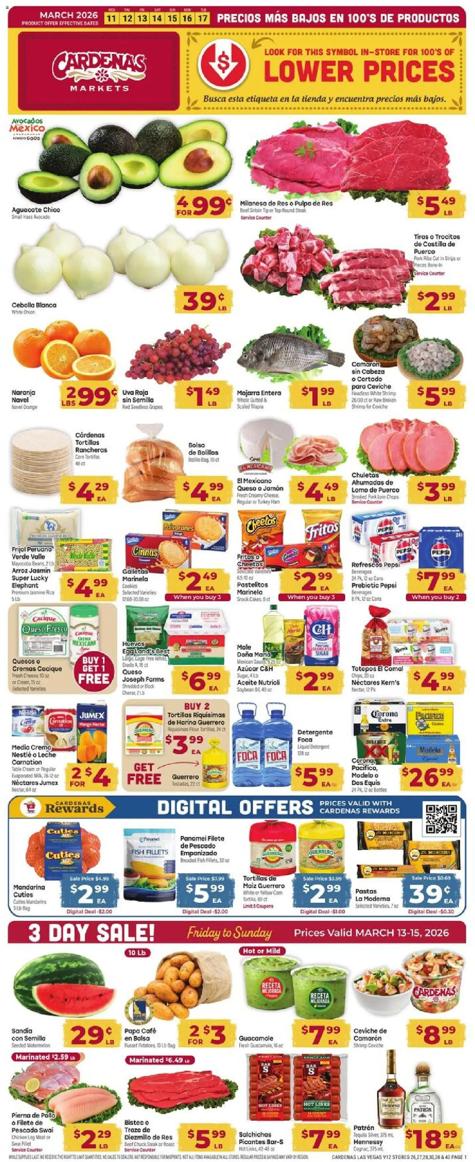 Cardenas Weekly Ad - NV - valid from 11.03.2026 | Page: 1 | Products: Mandarins, Table, Rice, Fish