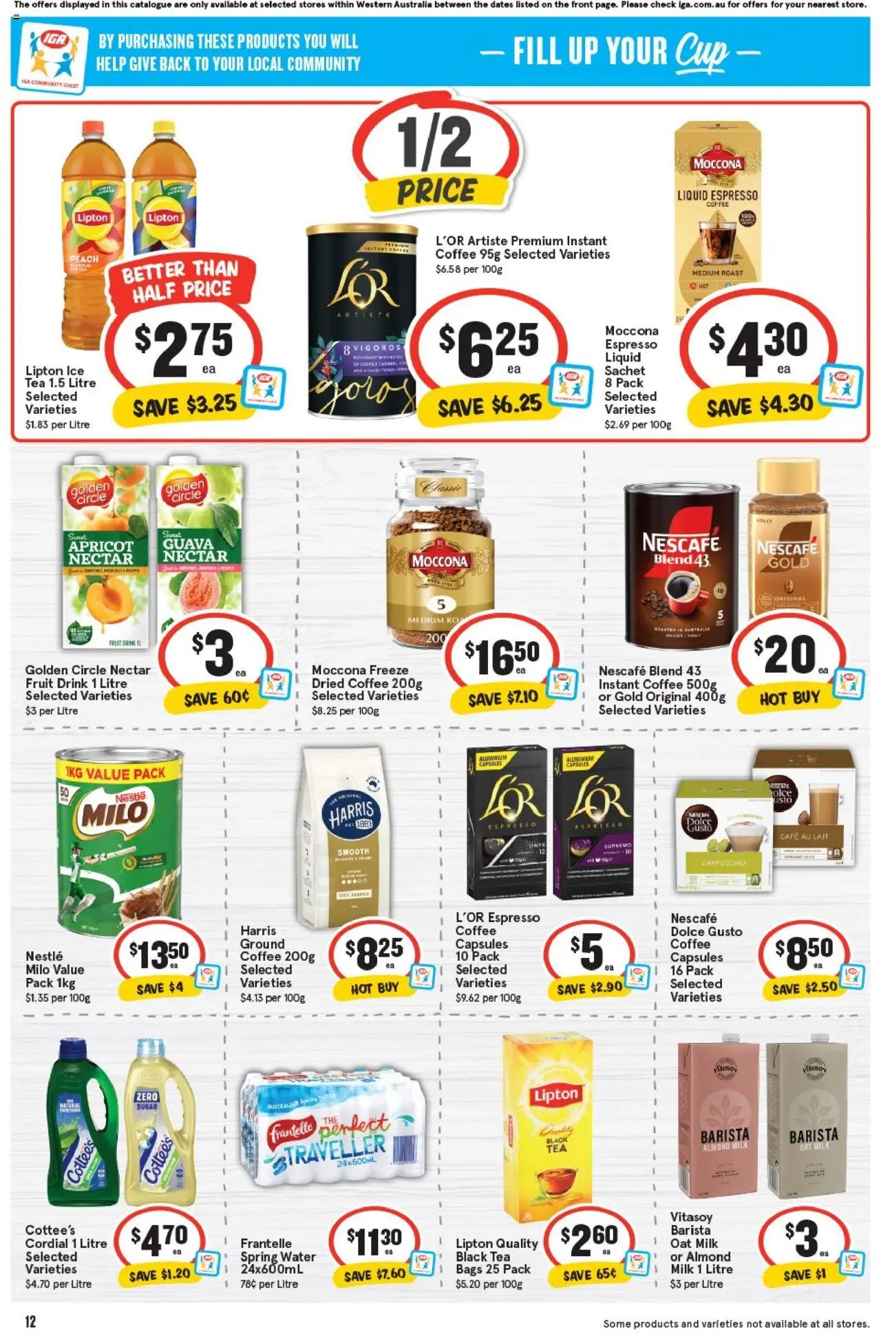 IGA catalogue - valid from 20.08.2025 | Page: 12 | Products: Coffee, Water, Sugar, Moccona