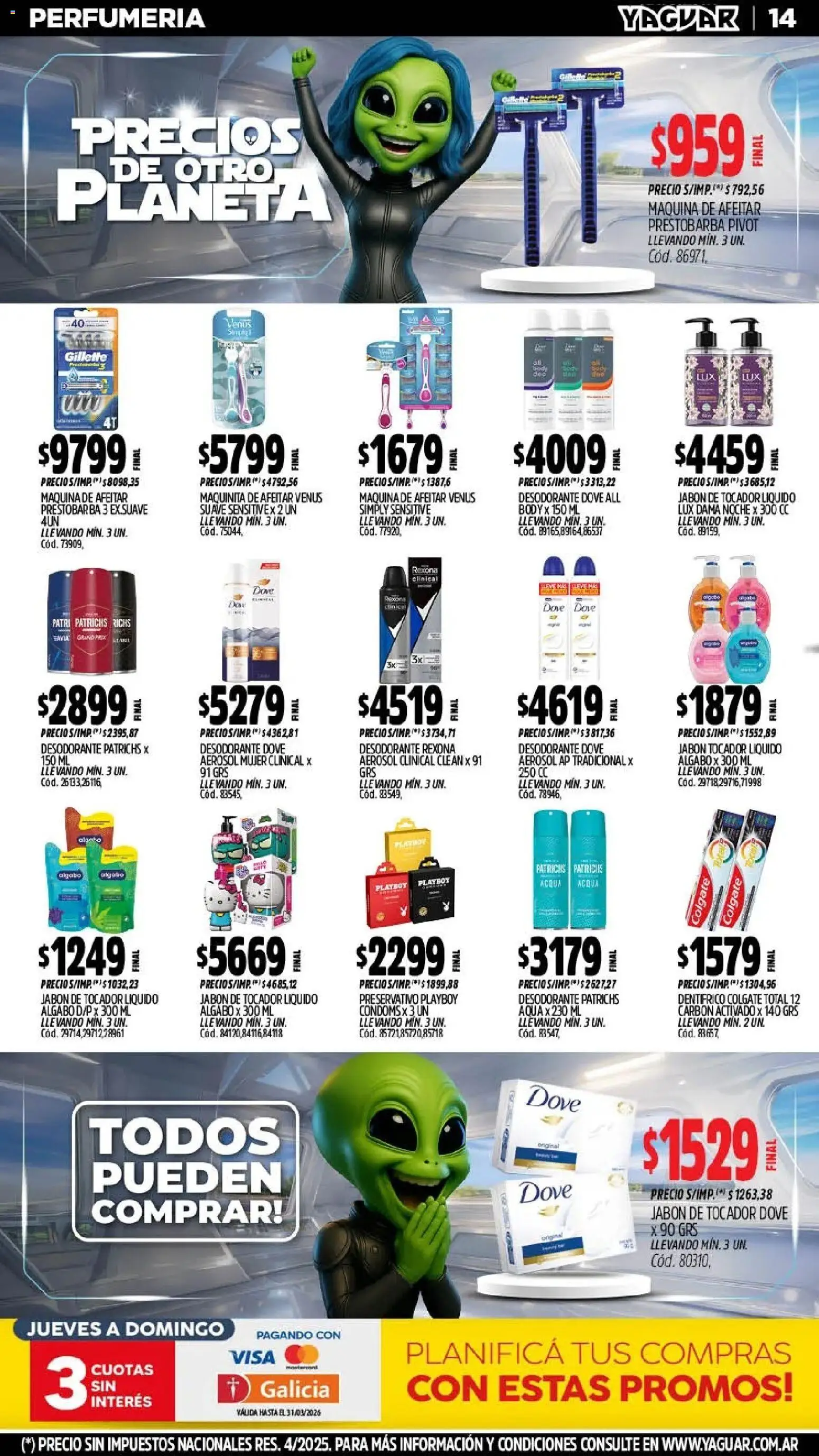 Yaguar - Oferta Semanal Mar del Plata │ válido desde el 09.03.2026 | Página: 14 | Productos: Body, Maquina de afeitar, Jabón, Desodorante