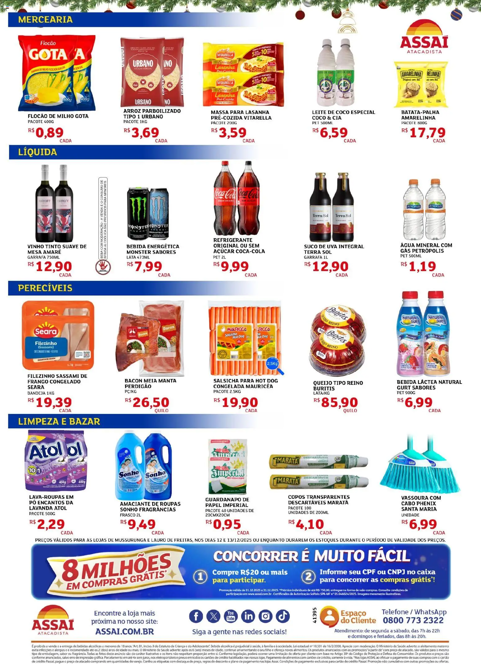Assaí Atacadista Folheto - válido de 12.12.2025 | Página: 2 | Produtos: Lasanha, Bandeja, Refrigerante, Telefone