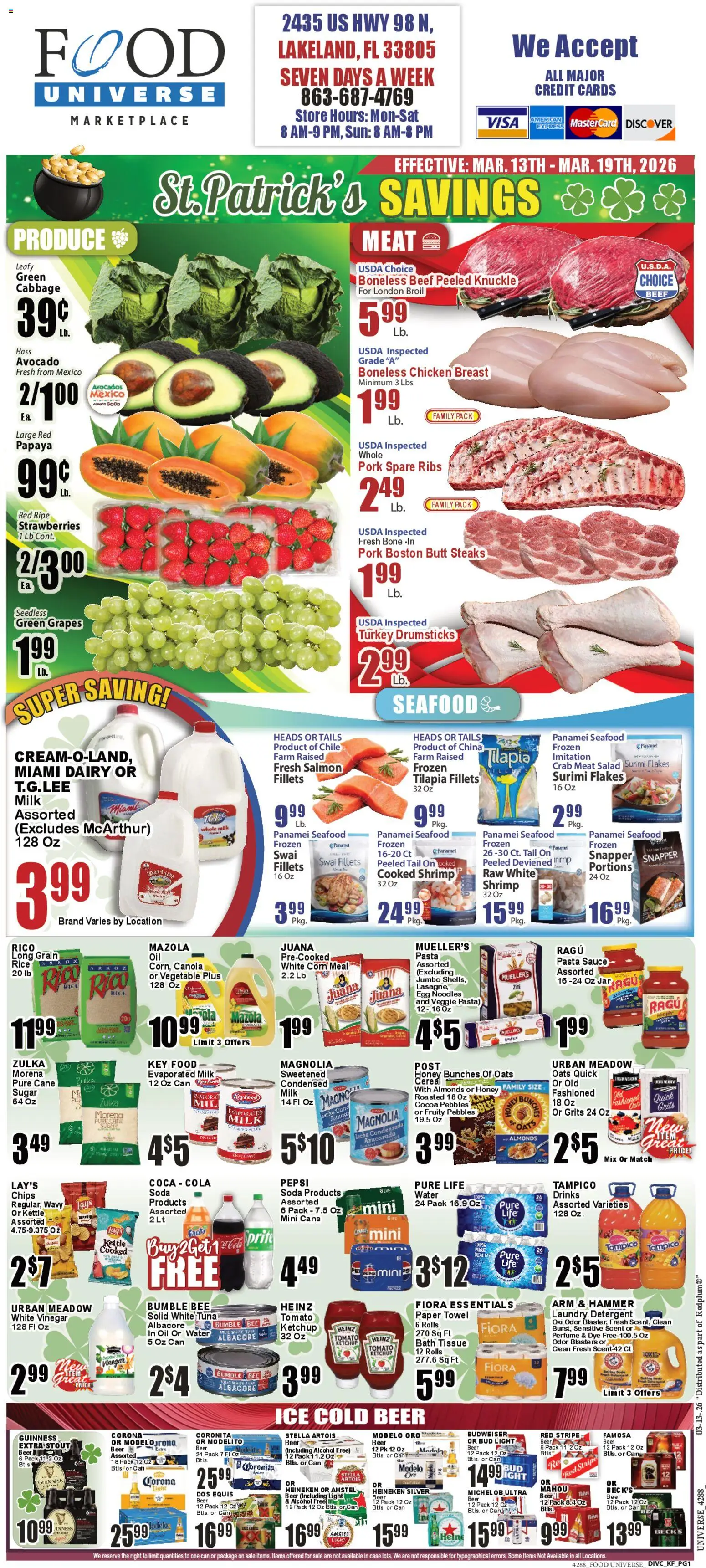 Food Universe Weekly Ad - valid from 13.03.2026 | Page: 1 | Products: Vinegar, Corn, Oil, Water