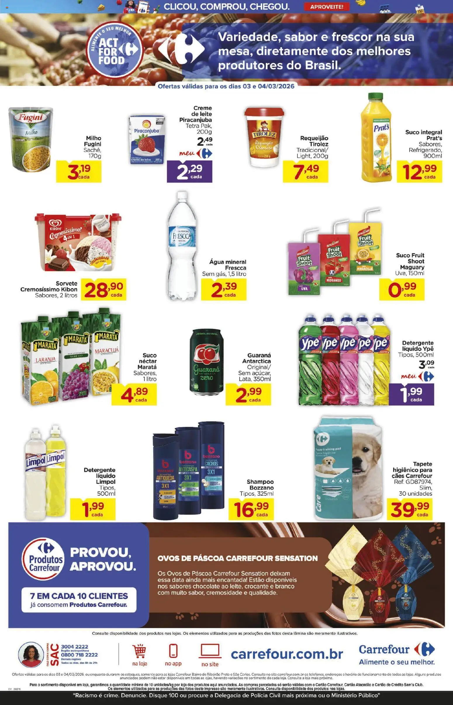 Carrefour Bairro Folheto - válido de 03.03.2026 | Página: 3 | Produtos: Maracujá, Detergente, Tapete, Requeijão