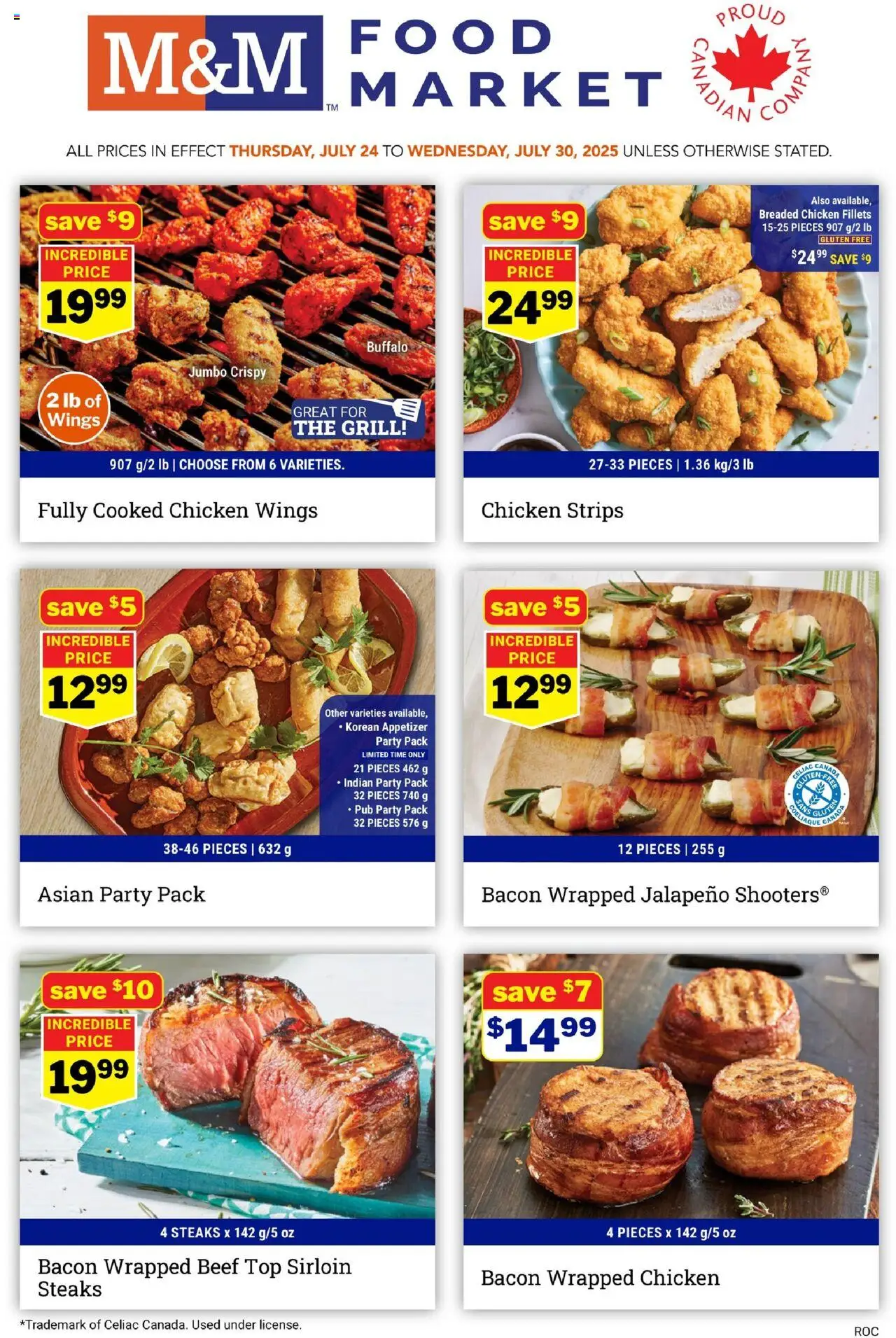 M&M Food Market flyer valid from 24.07.2025 | Page: 1 | Products: Beef, Chicken wings, Grill, Chicken