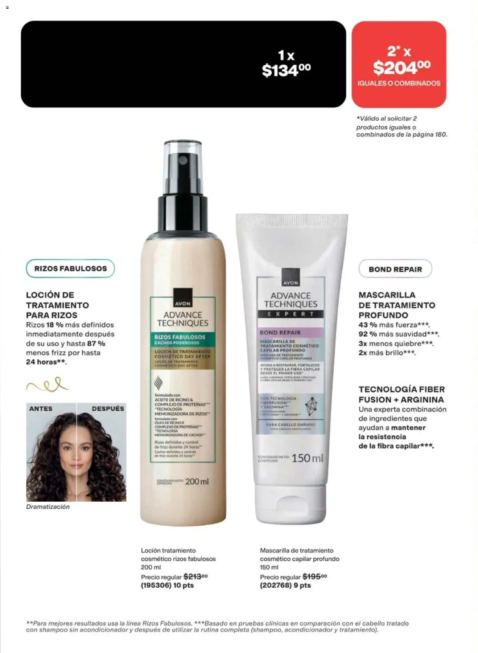Nuevas ofertas de AVON válidas en toda la República Mexicana desde el 08.05.2026. ¡Encuentra las mejores ofertas en AVON campaña 8 2026! | Página: 180 | Productos: Aceite, Loción, Mascarilla, Acondicionador