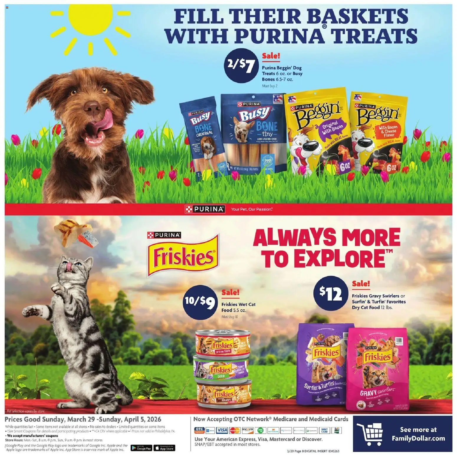 Family Dollar Current Ad - TX - valid from 29.03.2026 | Page: 13 | Products: Dog Treats, Cat Food, Cheese