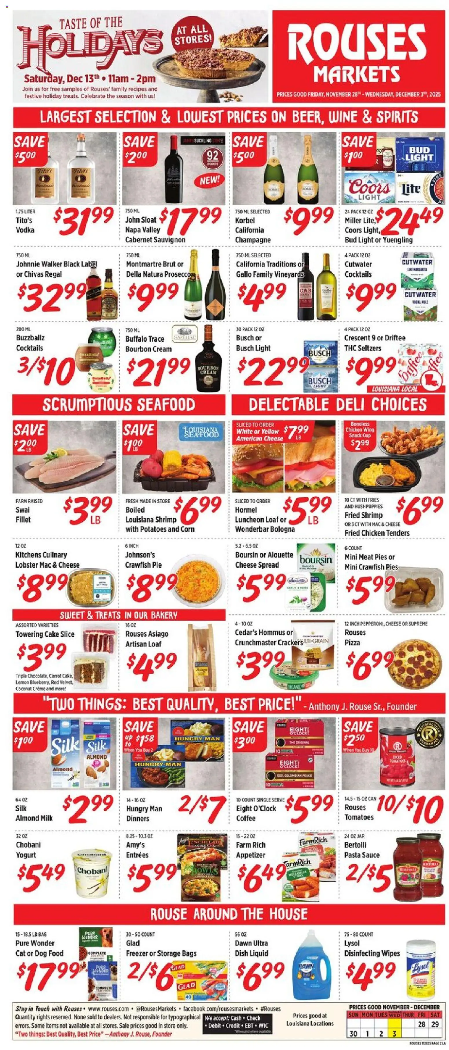 Rouses Weekly Ad - LA - valid from 28.11.2025 | Page: 2 | Products: Milk, Pizza, Pasta, Lemon