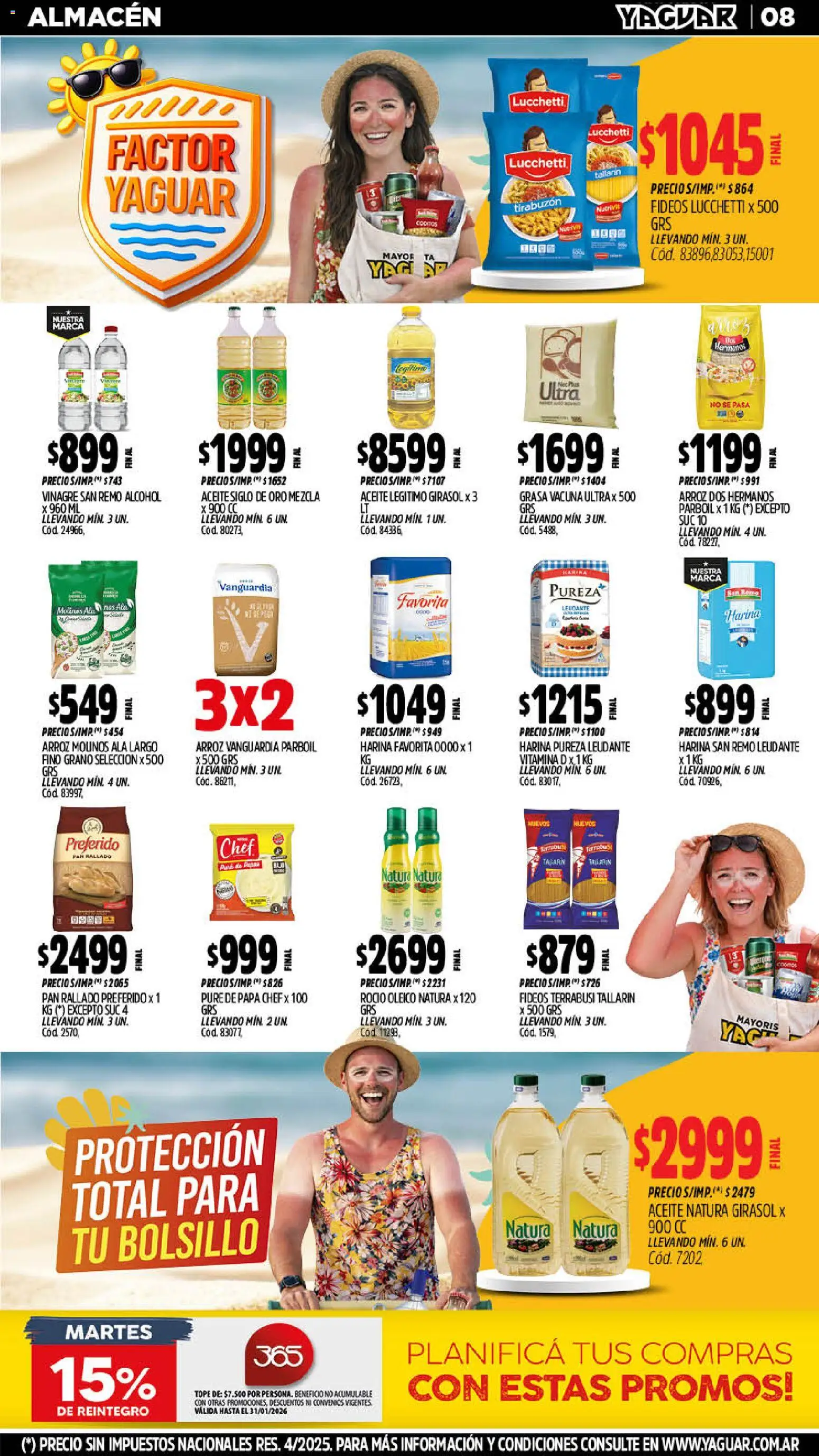 Yaguar - Oferta Semanal General Roca │ válido desde el 19.01.2026 | Página: 8 | Productos: Harina, Papa, Aceite, Fideos