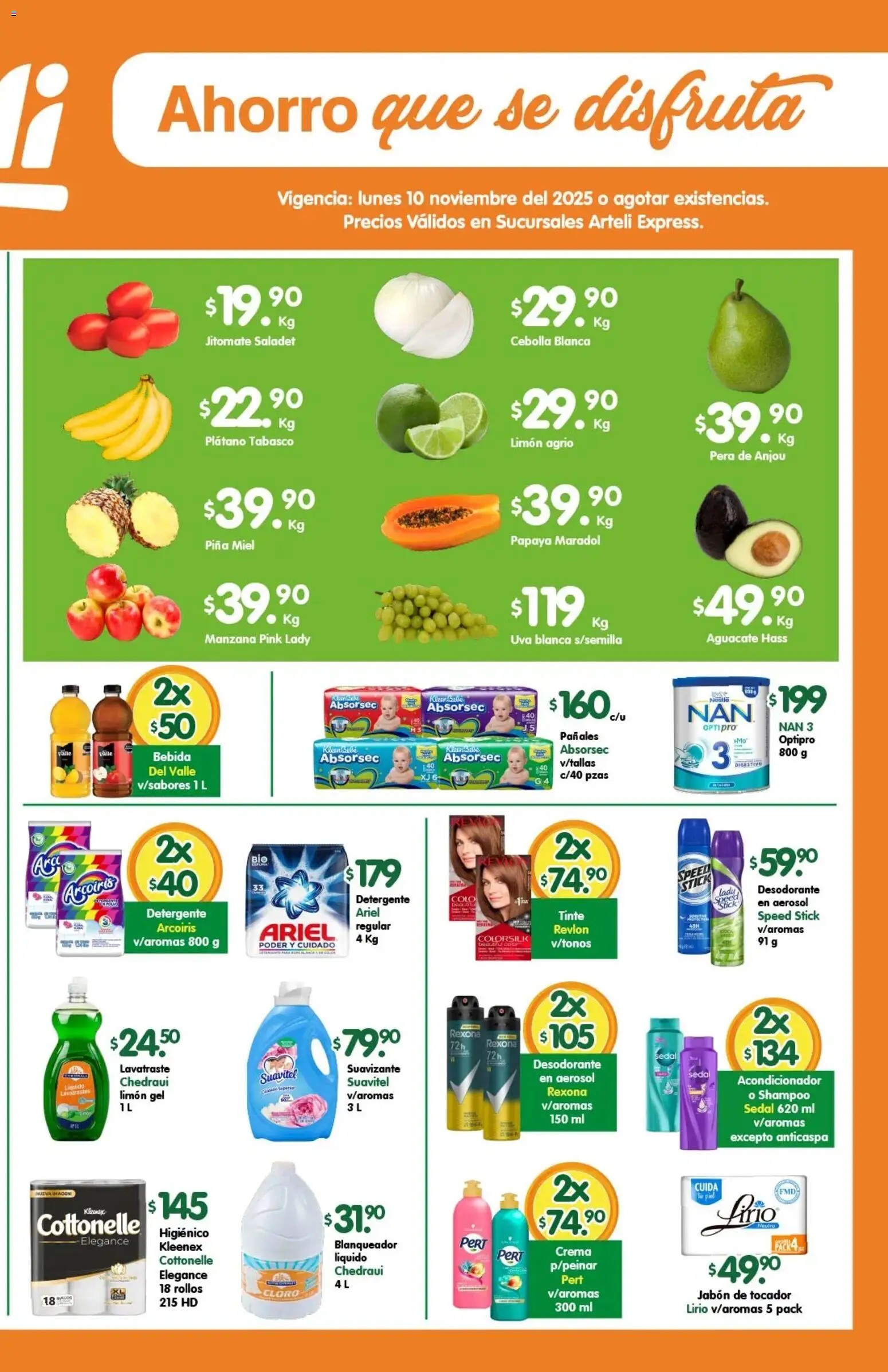 Nuevas ofertas de Arteli válidas en toda la República Mexicana desde el 10.11.2025. ¡Encuentra las mejores ofertas en Arteli folleto Express! | Página: 2 | Productos: Desodorante, Plátano, Suavizante, Cloro