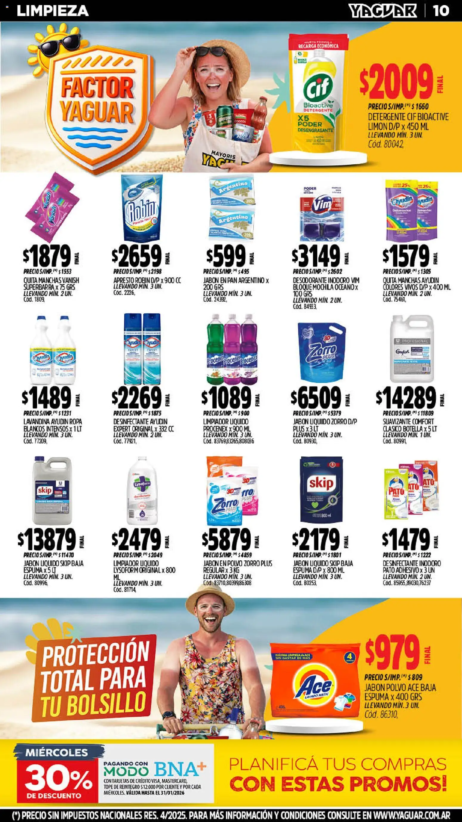 Yaguar - Oferta Semanal Neuquen │ válido desde el 19.01.2026 | Página: 10 | Productos: Lavandina, Jabón líquido, Desodorante, Detergente