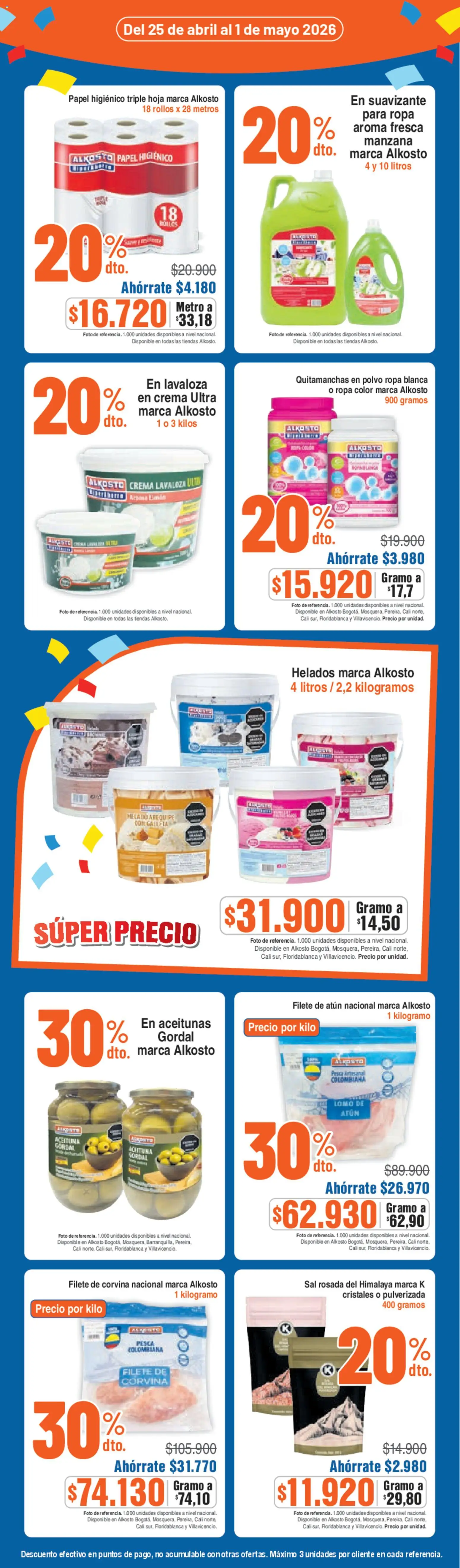 Alkosto revista - valida desde el 25.04.2026 | Página: 2 | Productos: Suavizante, Ducha Bidet, Polvo, Quitamanchas