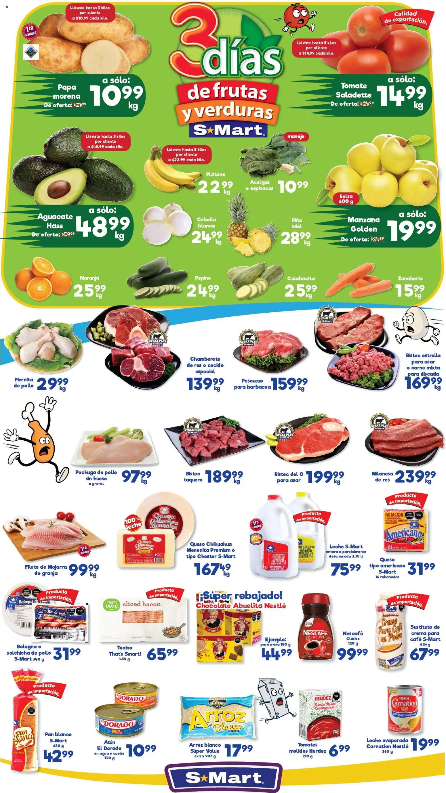 Nuevas ofertas de S-Mart válidas en toda la República Mexicana desde el 06.01.2026. ¡Encuentra las mejores ofertas en S-Mart folleto Reynosa! | Página: 1 | Productos: Plátano, Manzana, Aceite, Pan