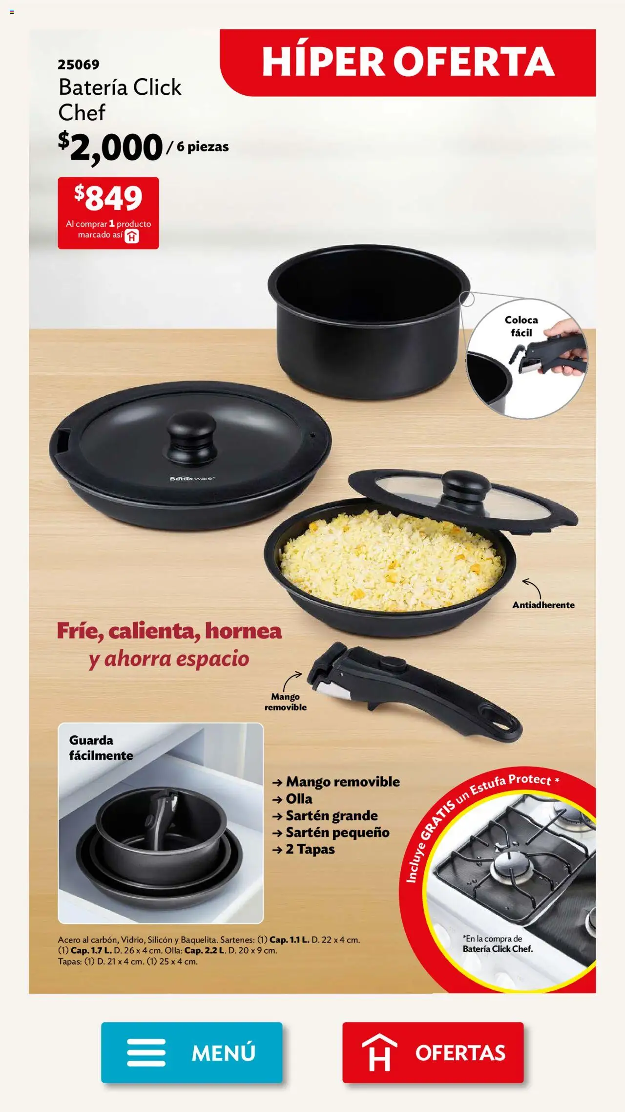 Nuevas ofertas de Betterware válidas en toda la República Mexicana desde el 29.09.2025. ¡Encuentra las mejores ofertas en Betterware - Campaña 10 2025! | Página: 5 | Productos: Mango, Batería, Sartén, Olla