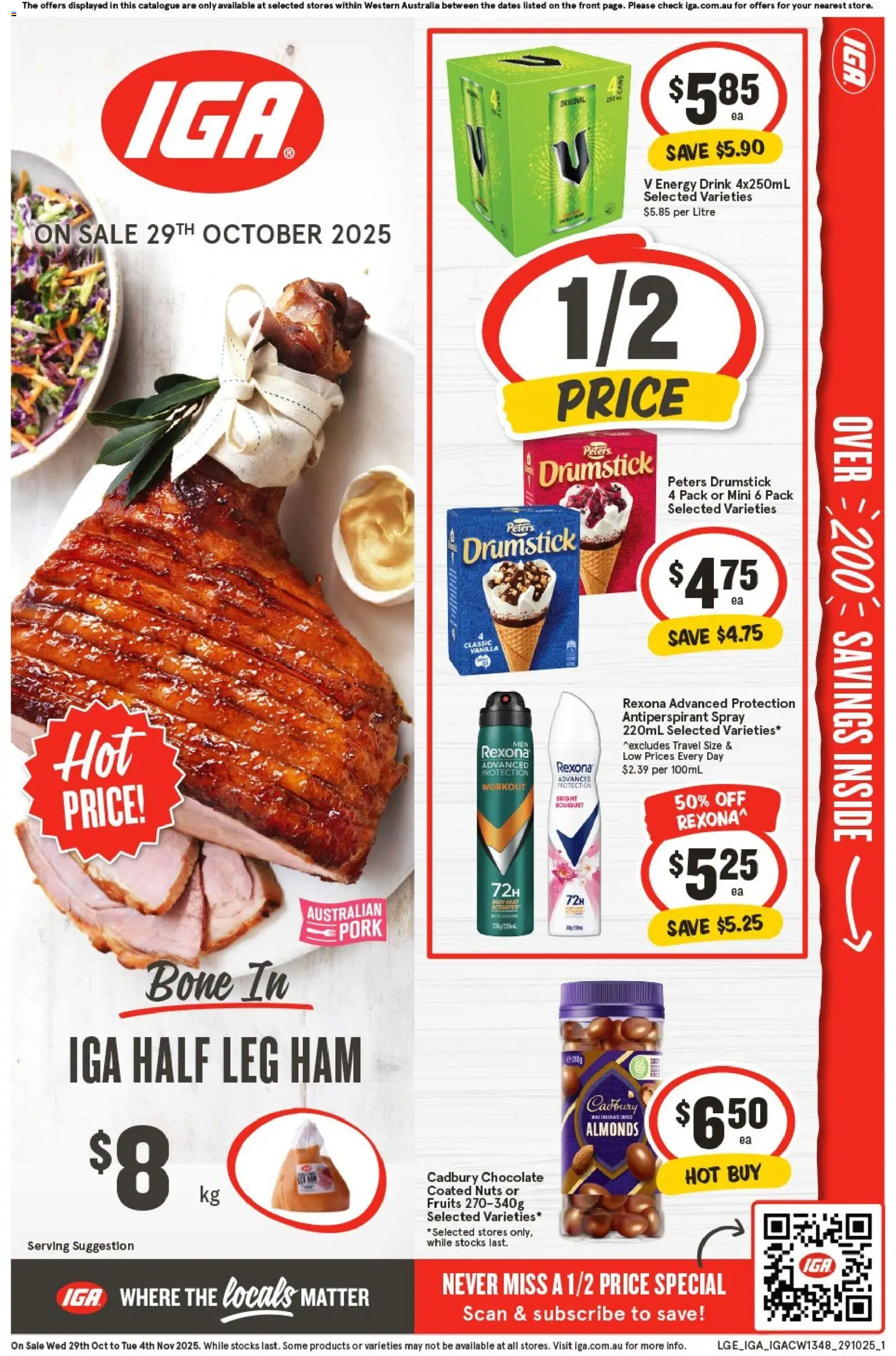 IGA catalogue - valid from 29.10.2025 | Page: 1 | Products: Almonds, Chocolate, Ham, Nuts