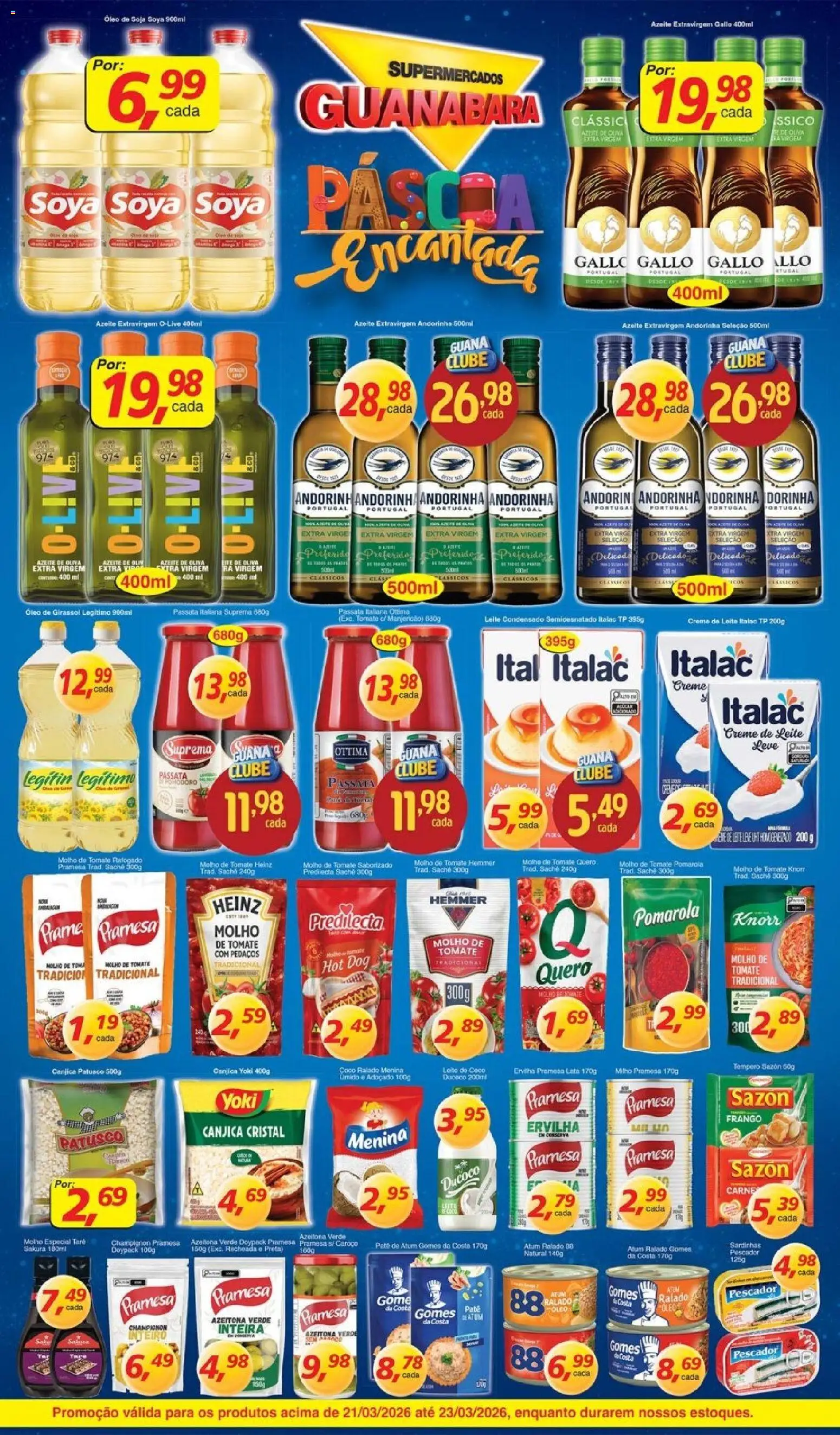Supermercados Guanabara Folheto - válido de 21.03.2026 | Página: 3 | Produtos: Molho de tomate, Knorr, Frango, Azeite