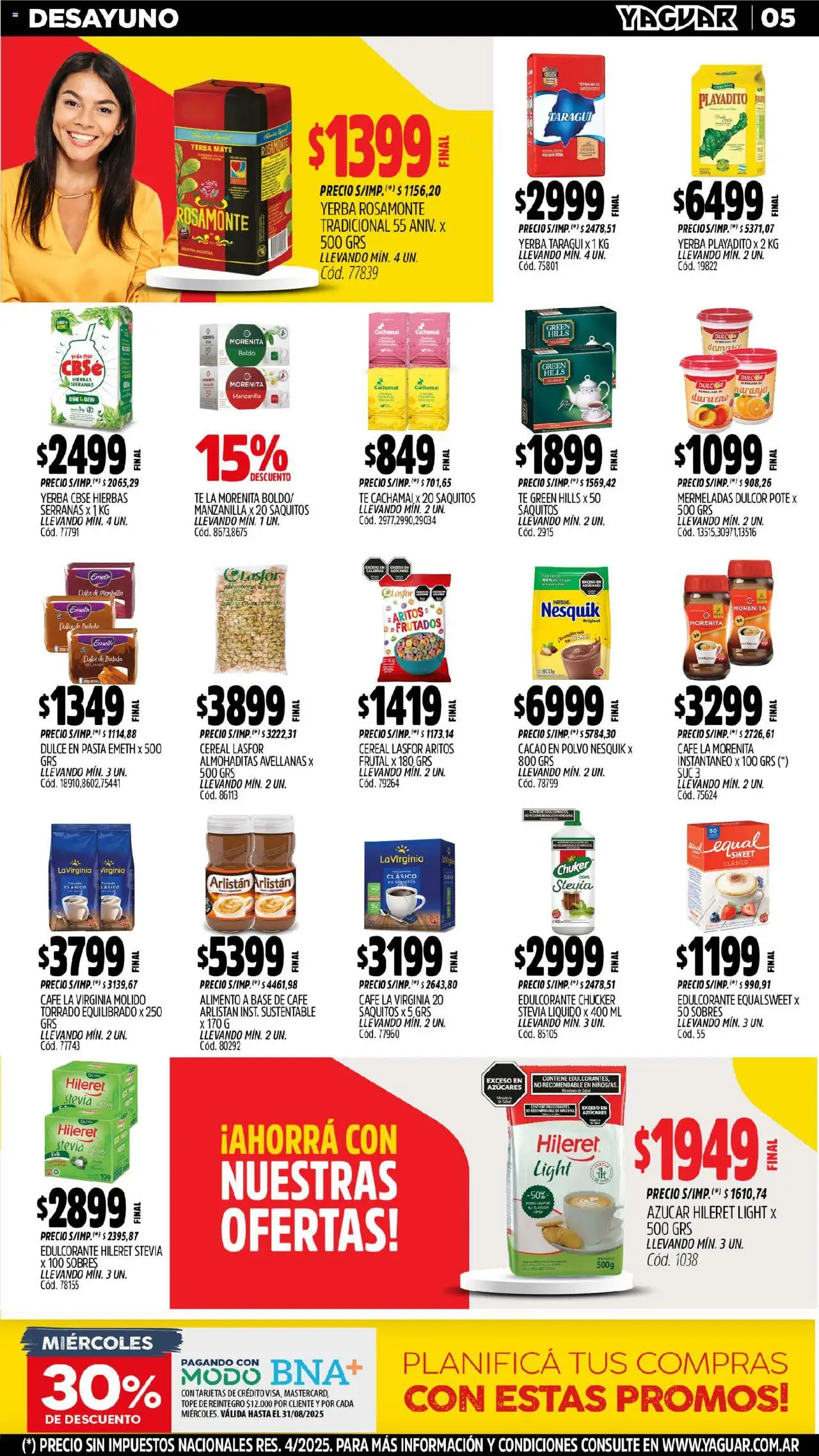 Yaguar - Misiones │ válido desde el 18.08.2025 | Página: 5 | Productos: Mate, Durazno, Leche, Café