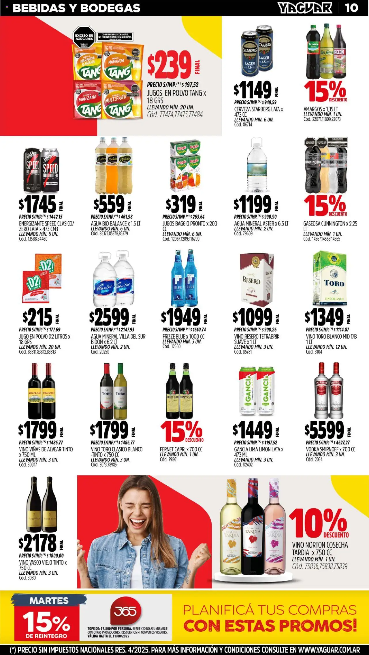 Yaguar - Mendoza │ válido desde el 18.08.2025 | Página: 9 | Productos: Banana, Gaseosa, Lima, Cerveza