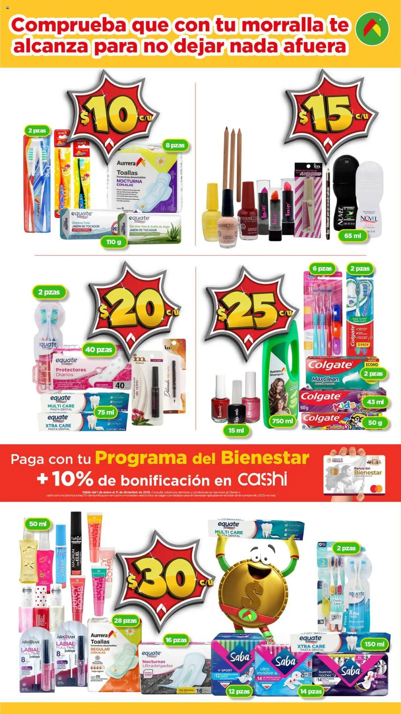 Nuevas ofertas de Bodega Aurrerá válidas en toda la República Mexicana desde el 31.07.2025. ¡Encuentra las mejores ofertas en Bodega Aurrerá - Folleto Aquí si te Alcanza Morralla ! | Página: 11 | Productos: Máscara, Aceite, Pasta, Toallas