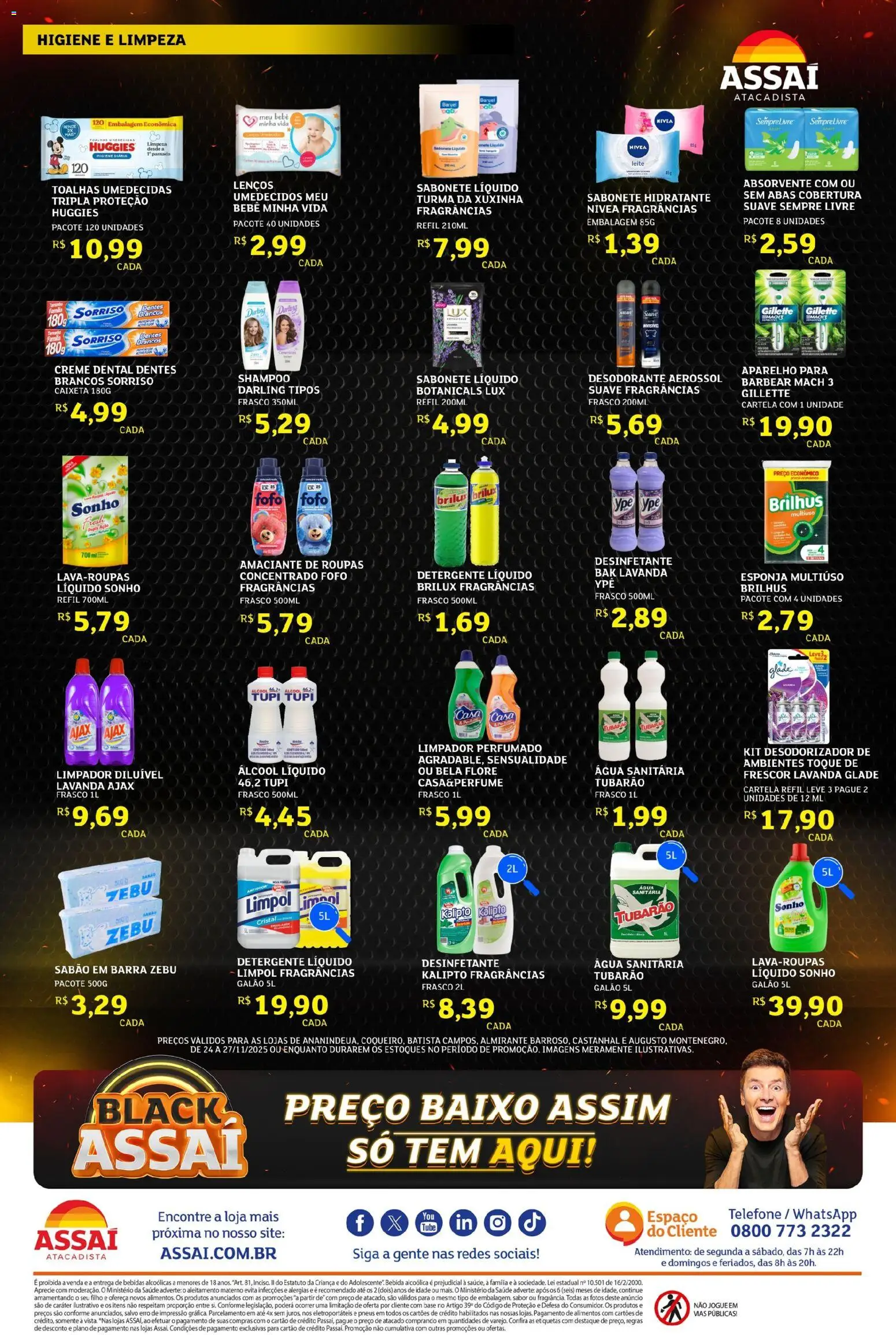 Assaí Atacadista Folheto - válido de 24.11.2025 | Página: 4 | Produtos: Base, Telefone, Creme dental, Amaciante
