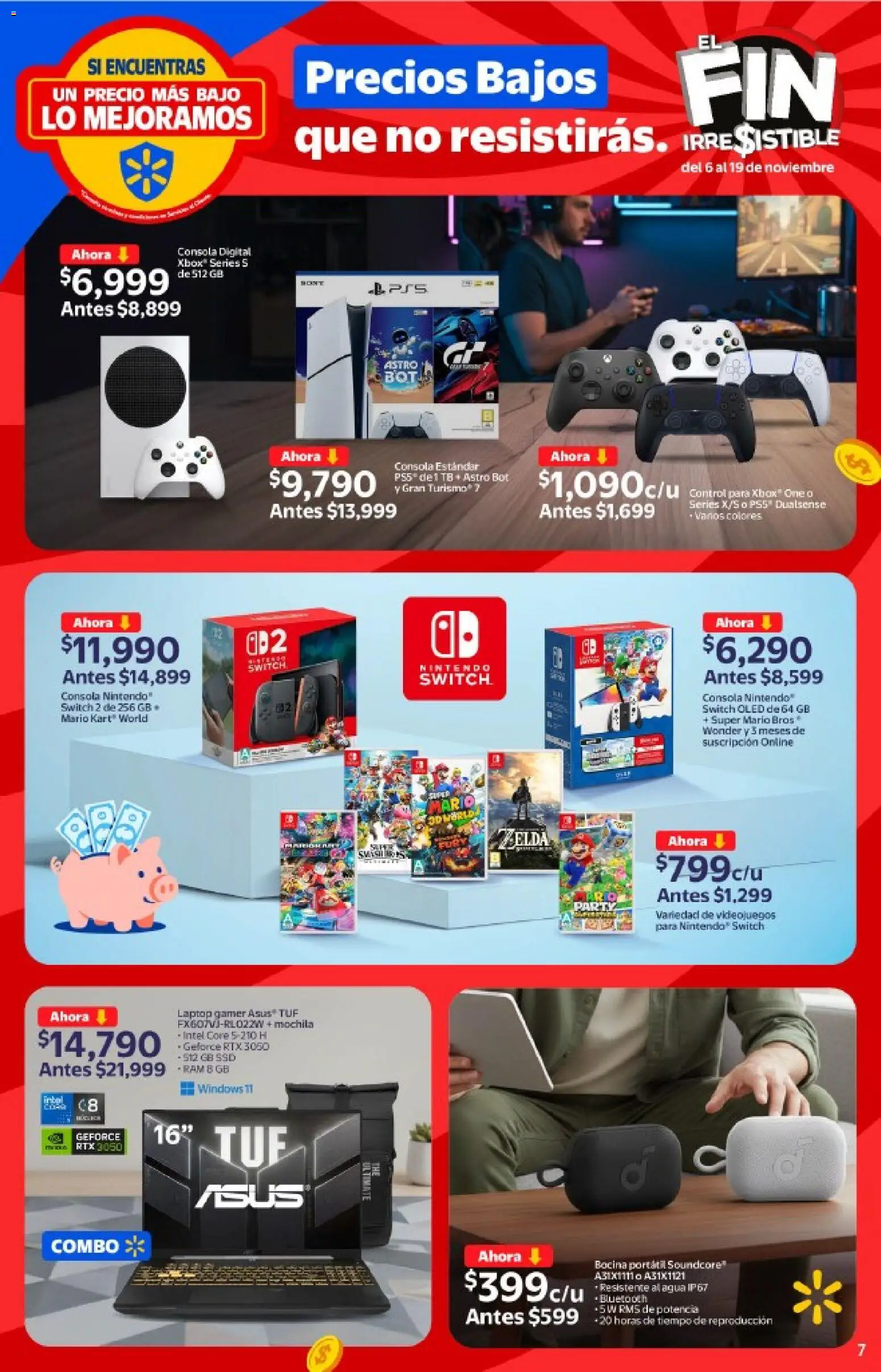 Nuevas ofertas de Walmart válidas en toda la República Mexicana desde el 06.11.2025. ¡Encuentra las mejores ofertas en Walmart Buen Fin ! | Página: 7 | Productos: Agua, Mochila, Bocina, Xbox