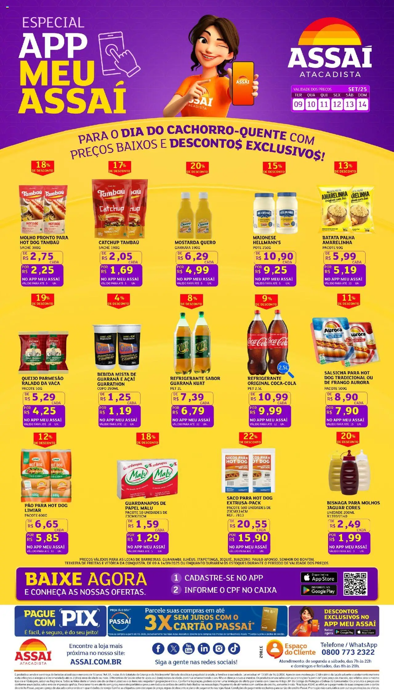 Assaí Atacadista Folheto - válido de 09.09.2025 | Página: 1 | Produtos: Salsicha, Batata, Telefone, Maionese