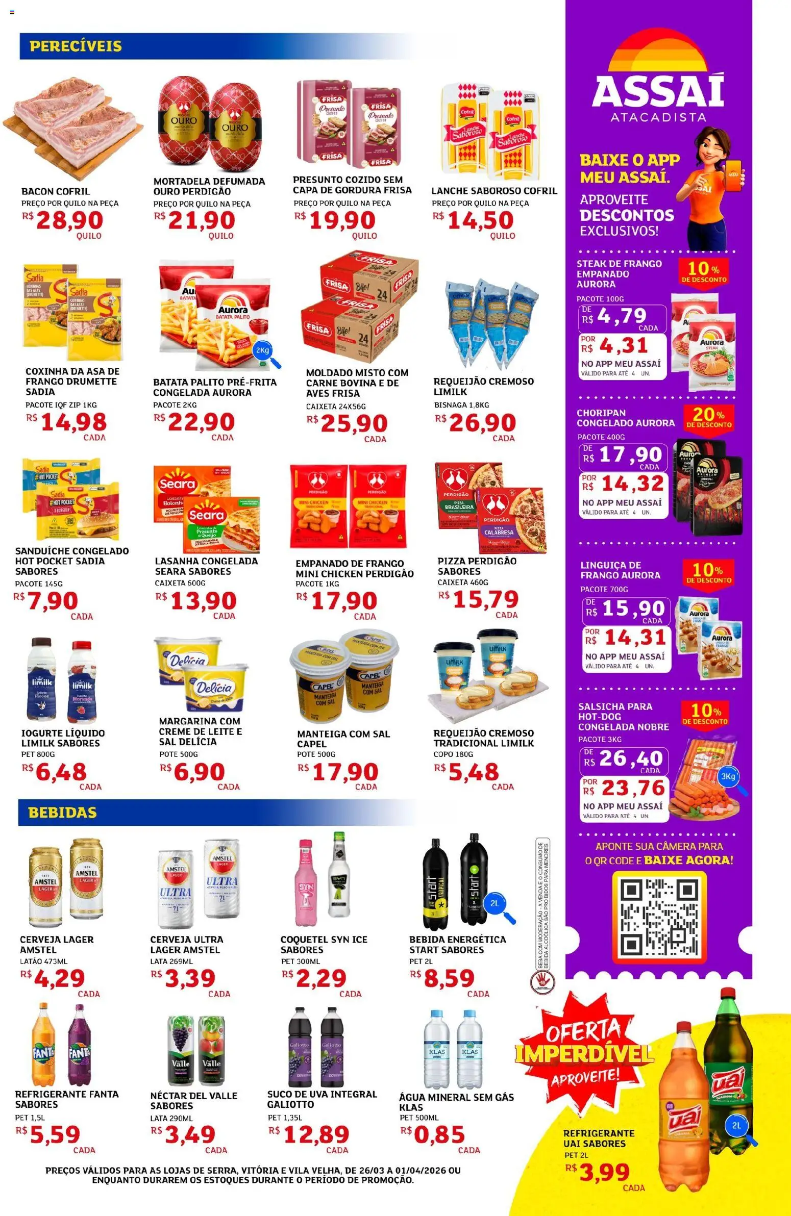 Assaí Atacadista Folheto - válido de 26.03.2026 | Página: 3 | Produtos: Leite, Iogurte, Pizza, Margarina
