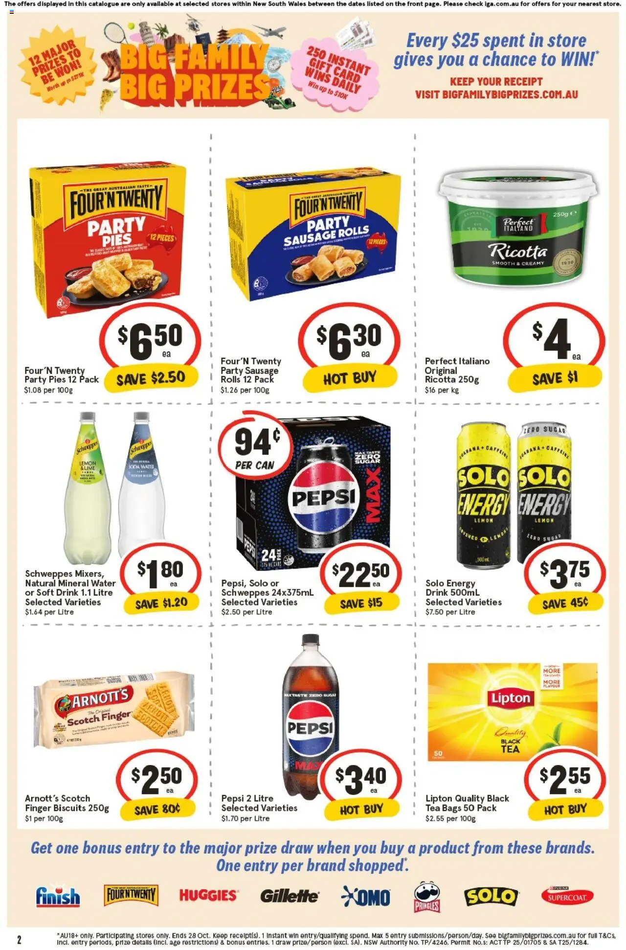 IGA catalogue - valid from 08.10.2025 | Page: 2 | Products: Tea, Pepsi, Sugar, Sausage