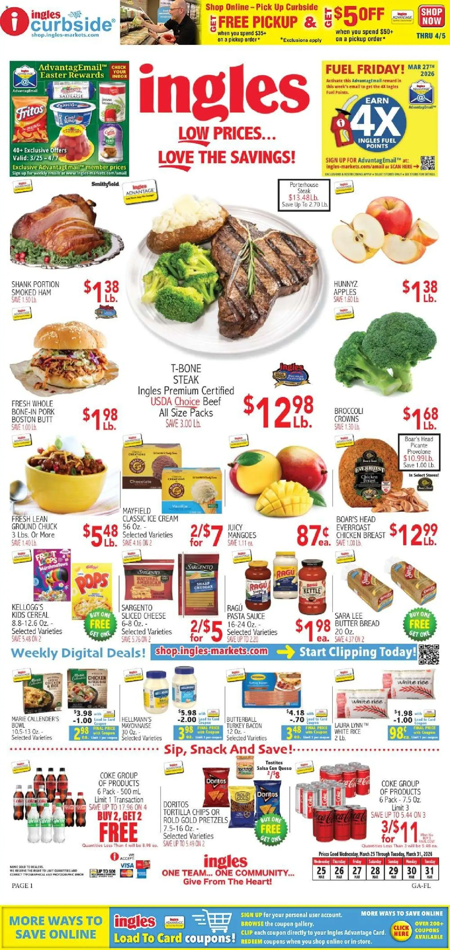 Ingles Weekly Ad - valid from 25.03.2026 | Page: 1 | Products: Ham, Pork, Rice, Mayonnaise