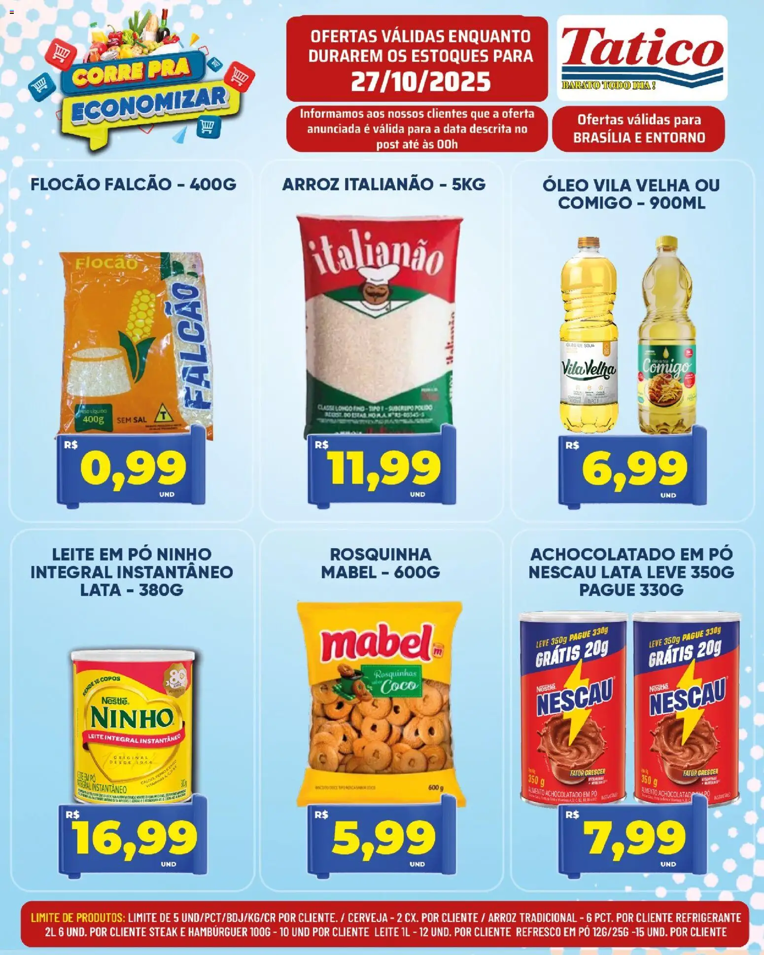 Tatico Folheto - válido de 27.10.2025 | Página: 3 | Produtos: Nescau, Achocolatado, Leite, Leite em pó
