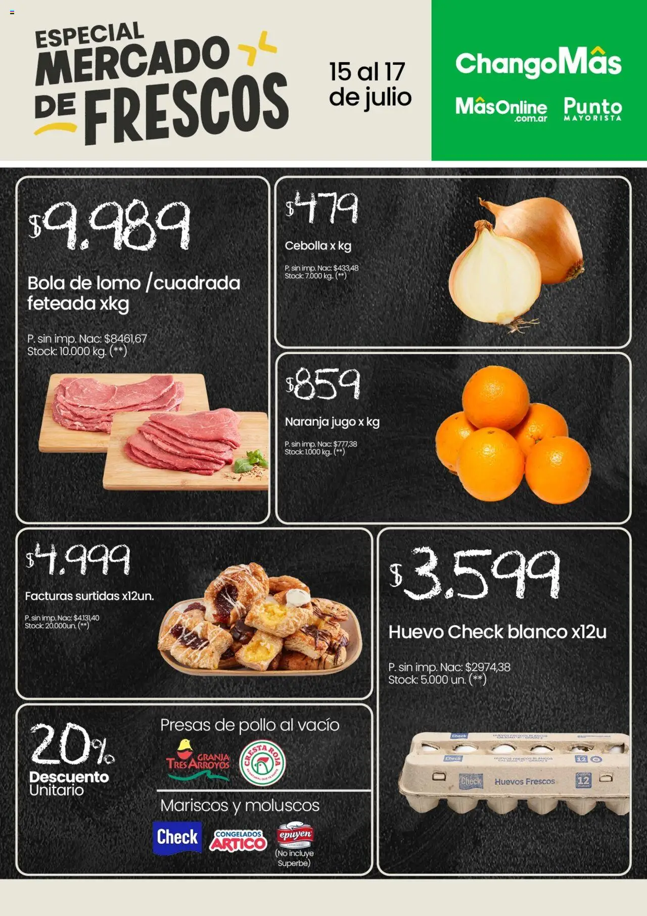 Punto Mayorista Especial mercado de frescos │ válido desde el 15.07.2025 | Página: 1 | Productos: Pollo, Cebolla, Huevo, Jugo