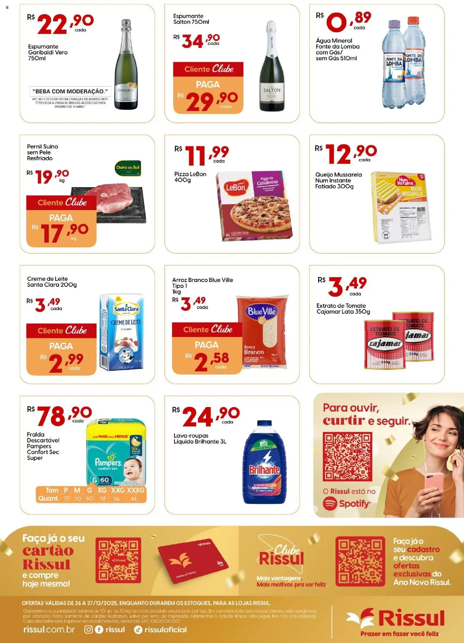 Rissul Folheto - válido de 26.12.2025 | Página: 2 | Produtos: Leite, Pizza, Arroz, Água mineral