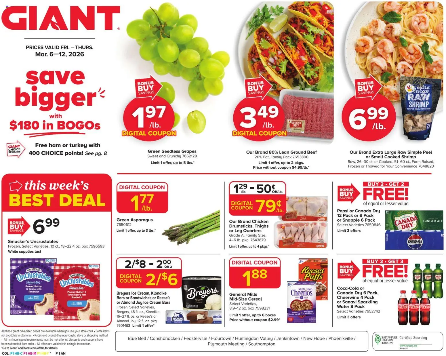 Giant Weekly Ad - valid from 06.03.2026 | Page: 1 | Products: Ginger, Ice cream, Water, Grapes
