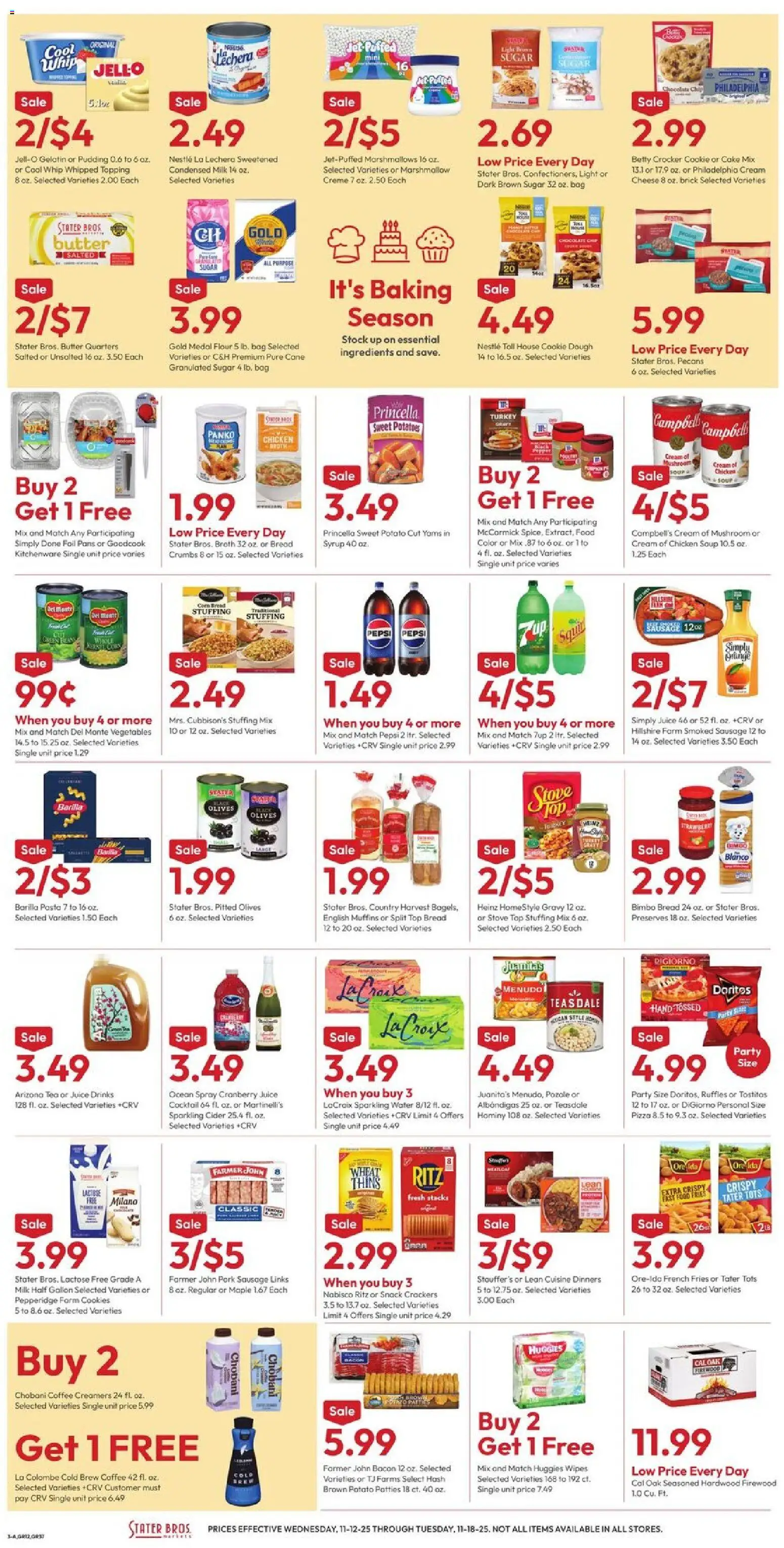 Stater Bros Weekly Ad - valid from 12.11.2025 | Page: 3 | Products: Corn, Cheese, Bag, Stove