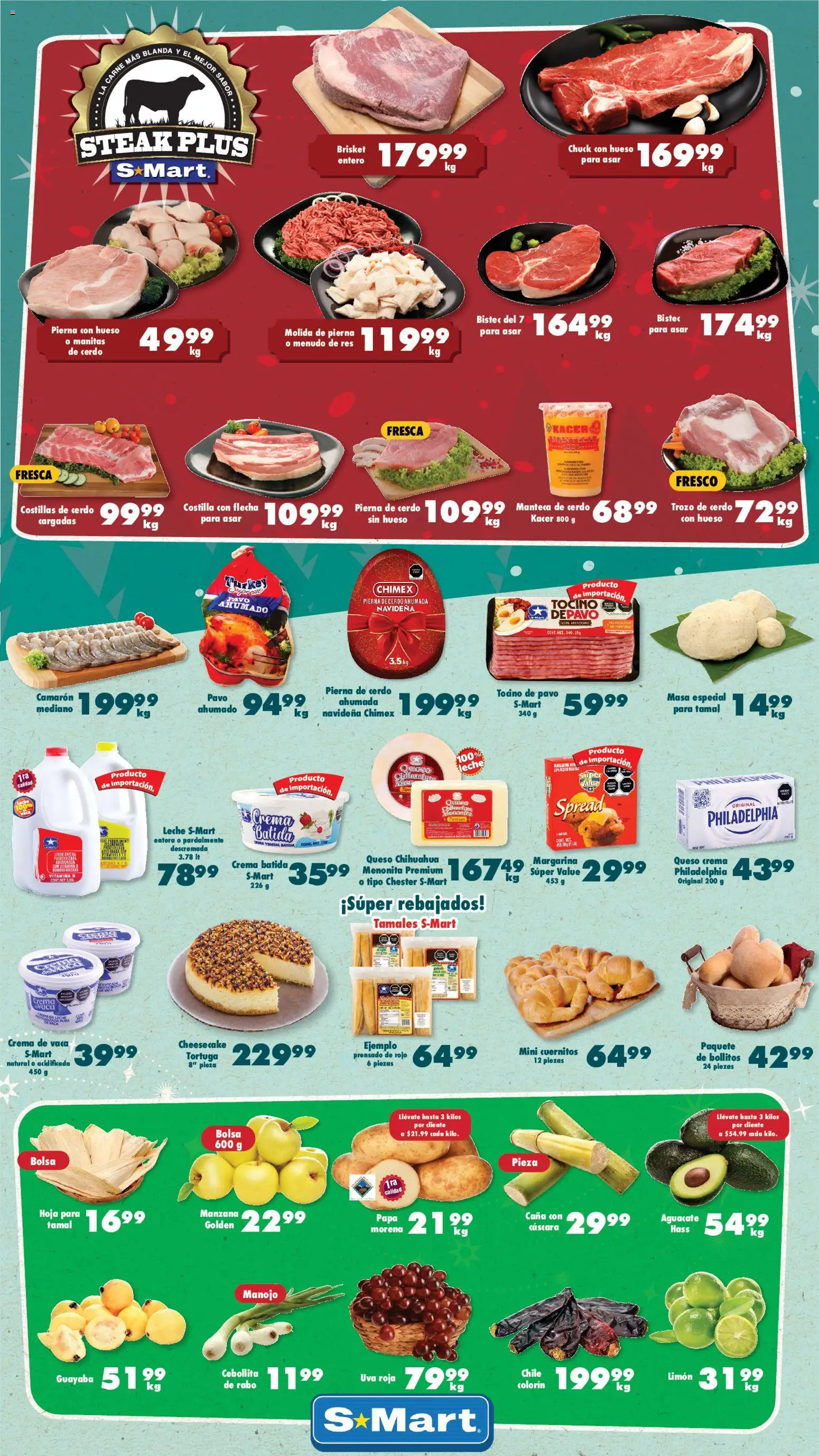 Nuevas ofertas de S-Mart válidas en toda la República Mexicana desde el 19.12.2025. ¡Encuentra las mejores ofertas en S-Mart folleto Matamoros! | Página: 1 | Productos: Papa, Queso crema, Manzana, Queso