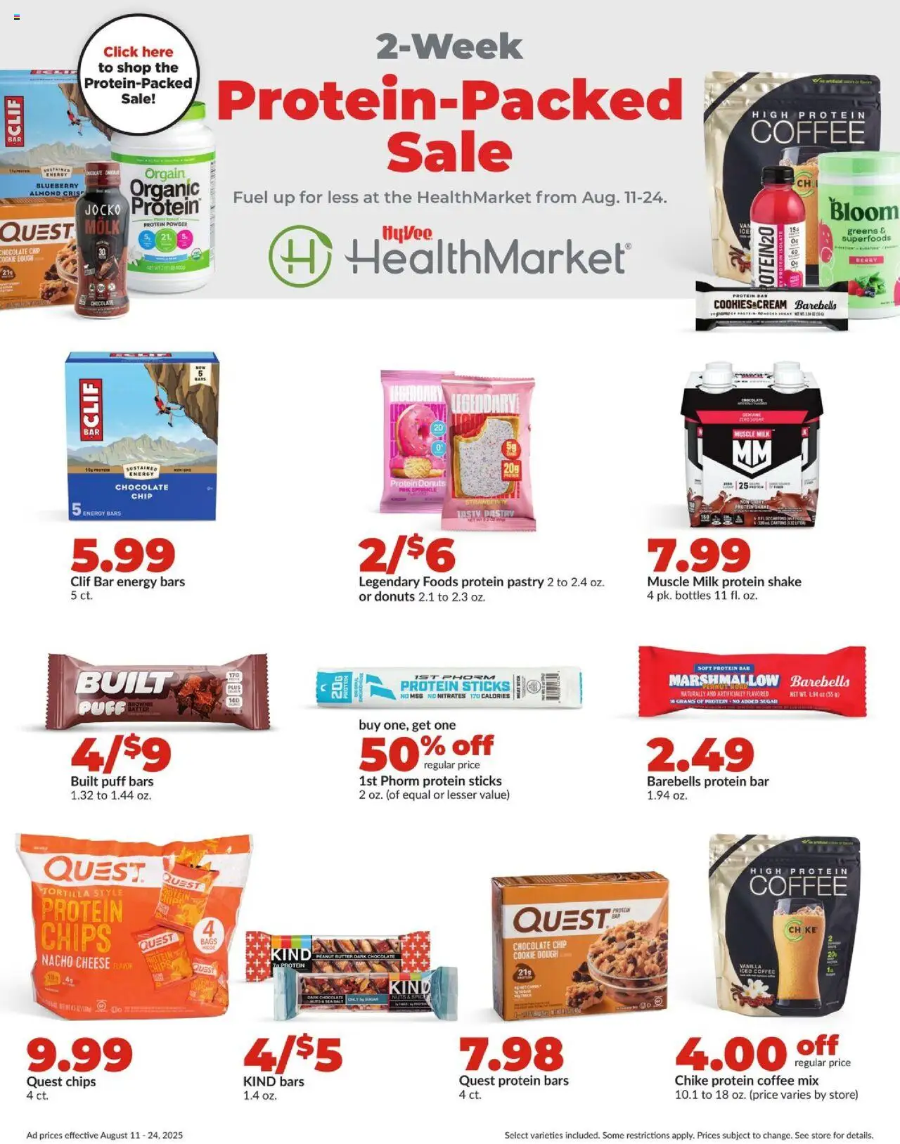 HyVee Weekly Ad - valid from 18.08.2025 | Page: 33 | Products: Protein Powder, Chocolate, Nuts, Greens