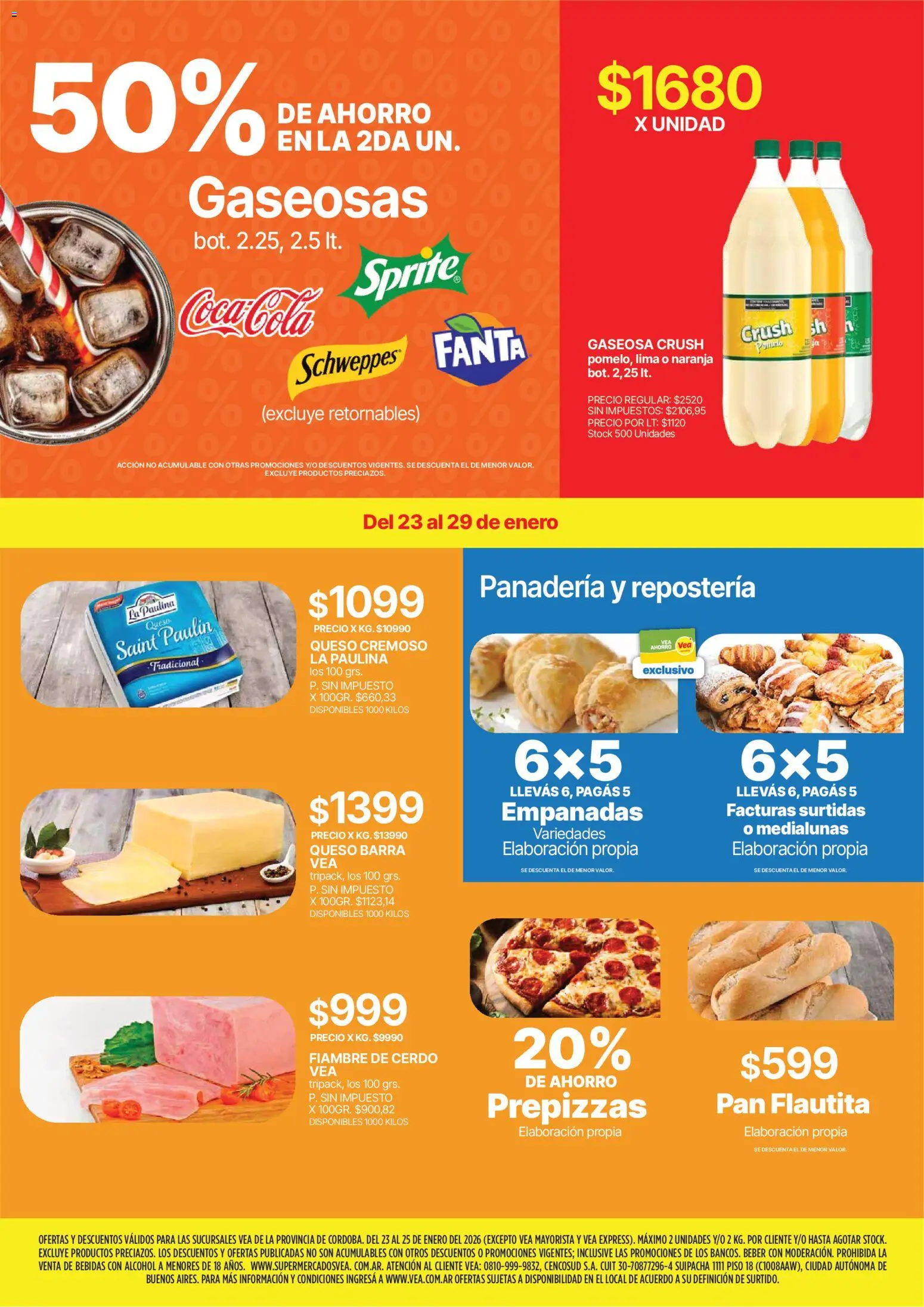 Vea - Ofertas fin de semana | Córdoba │ válido desde el 23.01.2026 | Página: 2 | Productos: Panadería, Gaseosa, Pan, Cerdo