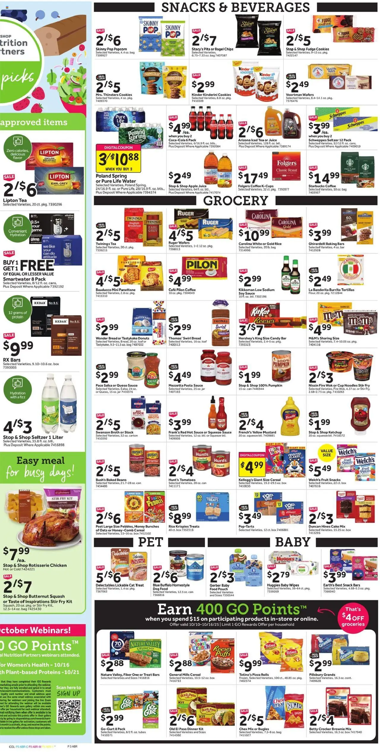 Stop & Shop Weekly Ad - valid from 10.10.2025 | Page: 4 | Products: Coffee, Noodles, Cookies, Water