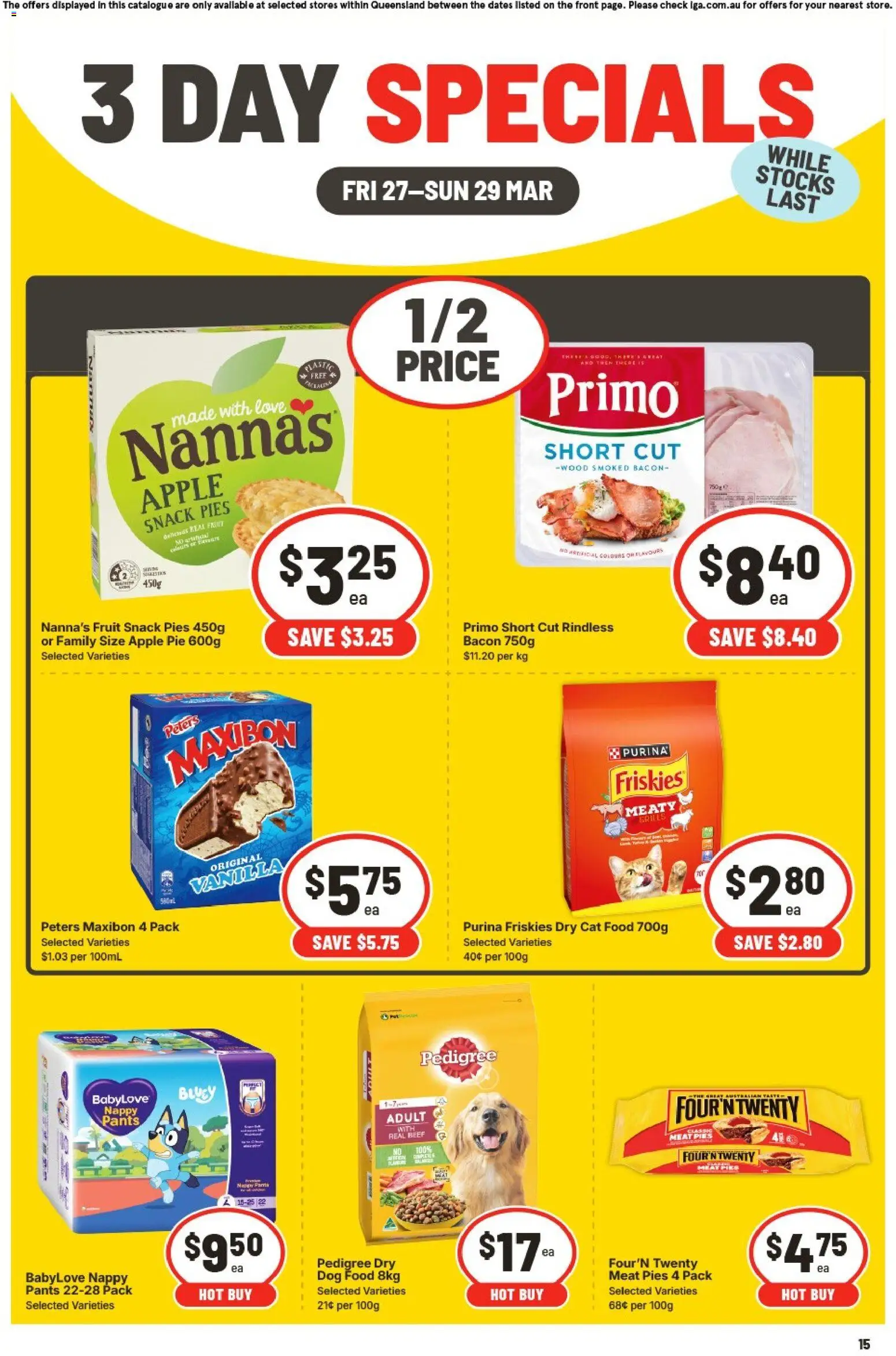 IGA catalogue - valid from 27.03.2026 | Page: 4 | Products: Bacon, Beef, Meat, Pies