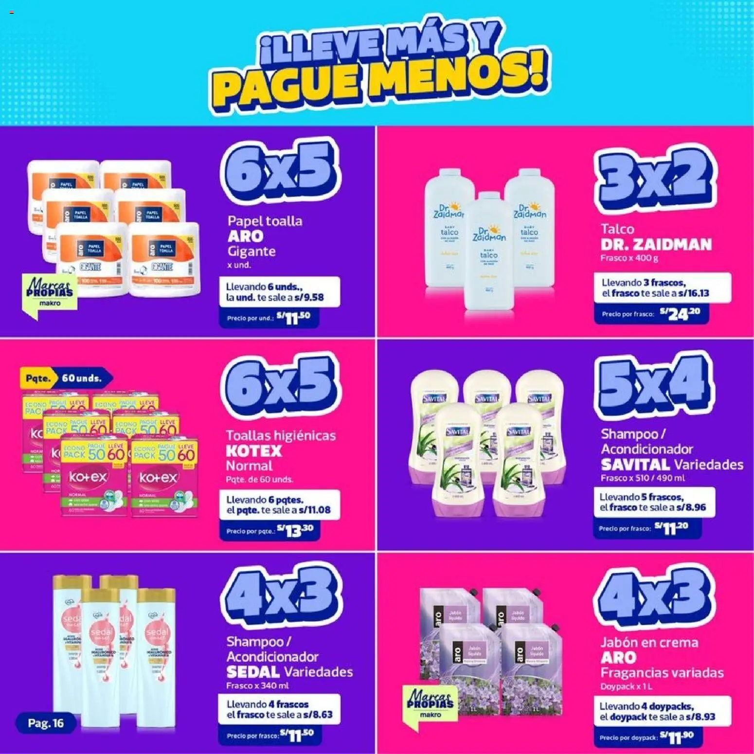 Catálogo Makro válido desde 12.02.2026 | Página: 16 | Productos: Jabón, Toalla, Té, Crema